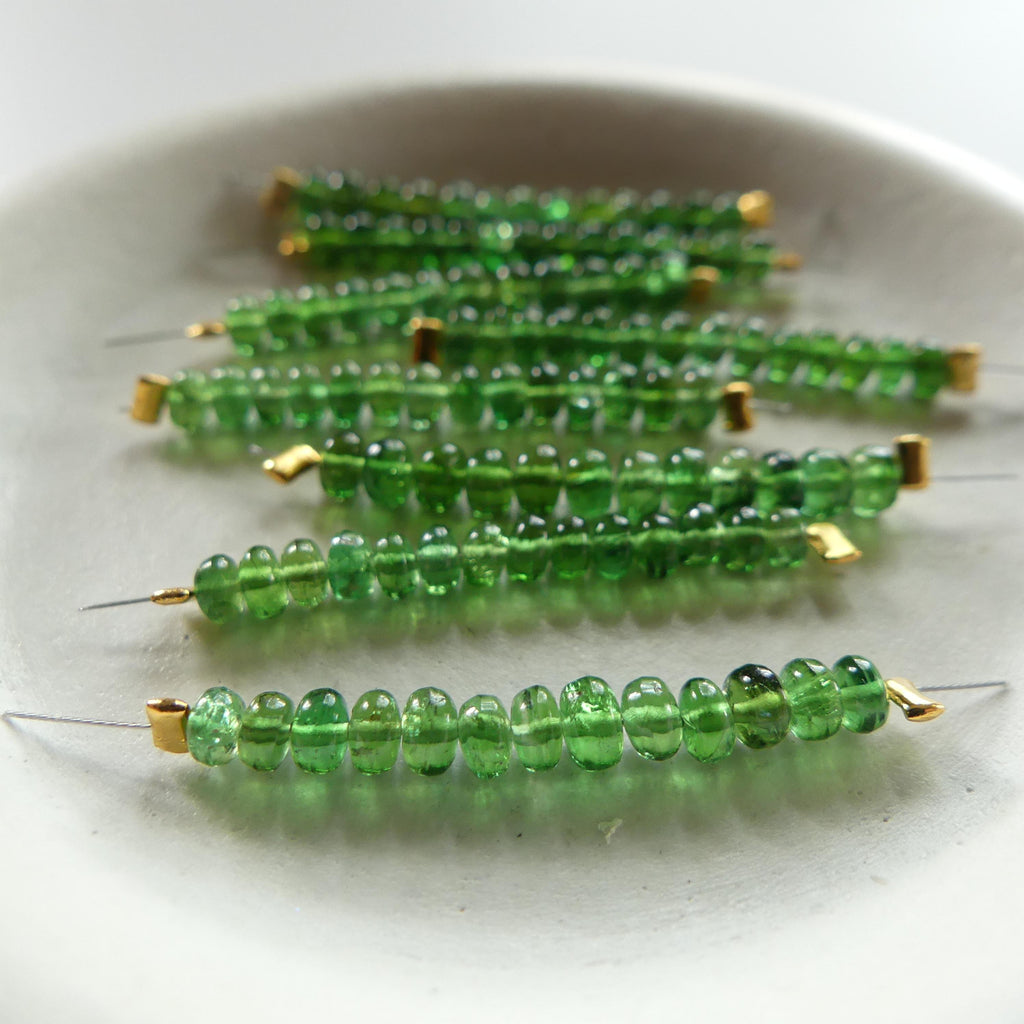 RARE Fine Chrome Green Tourmaline Beads Smooth Rondelle 1" Gem Quality Natural Gemstone Beads for Jewelry Making Beading DIY Earrings Craft