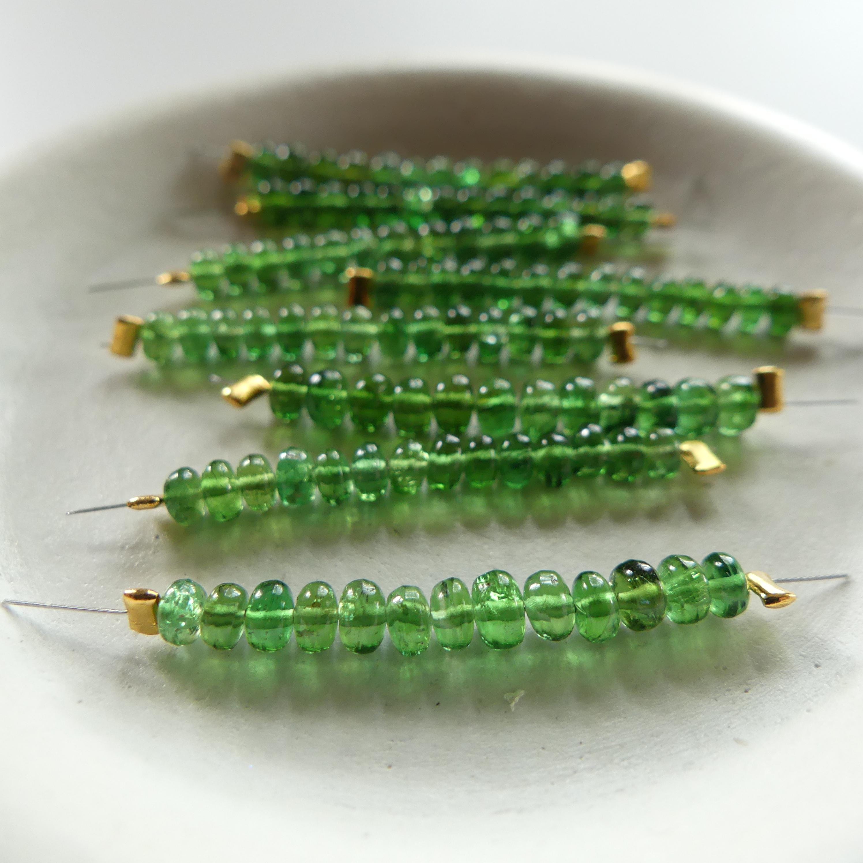 RARE Fine Chrome Green Tourmaline Beads Smooth Rondelle 1" Gem Quality Natural Gemstone Beads for Jewelry Making Beading DIY Earrings Craft