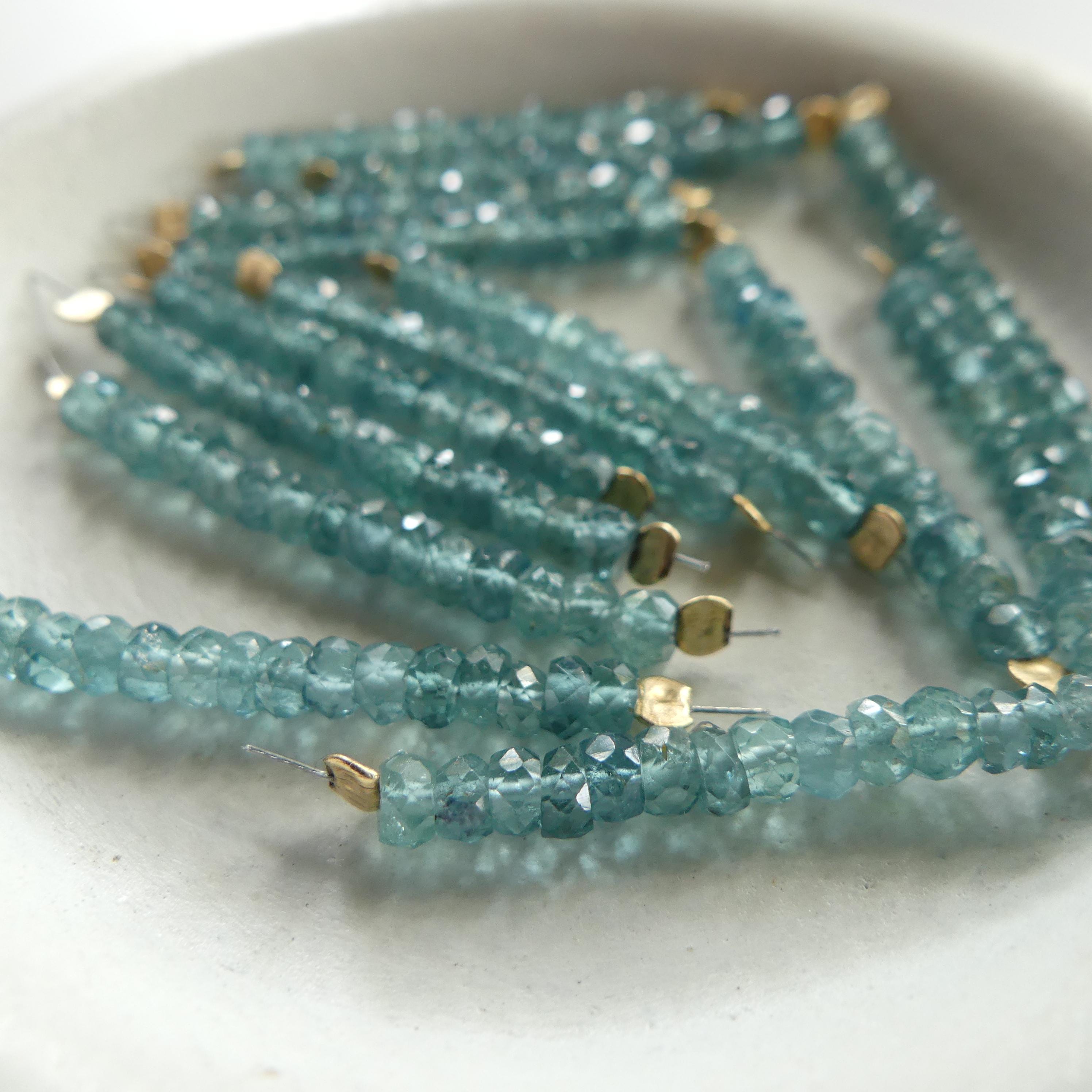 RARE Fine Indicolite Beads Blue Tourmaline Faceted Rondelle 1" Gem Quality Natural Gemstone Beads for Jewelry Making Beading DIY Earrings