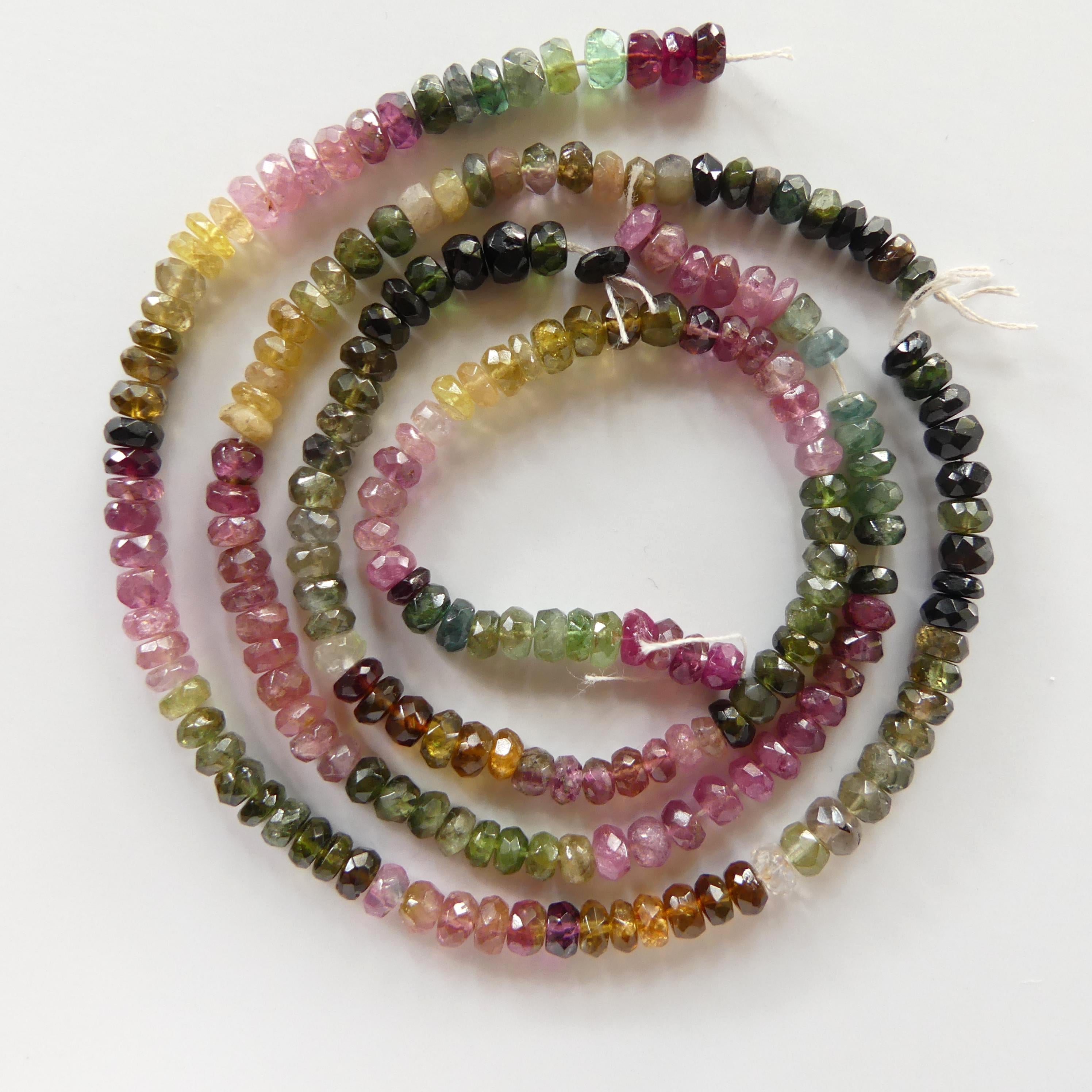 4mm Watermelon Tourmaline Faceted Beads Rondelle 6.5" Transparent Rainbow Gemstone Beads Jewelry Making Beading Crafter October Birthstone