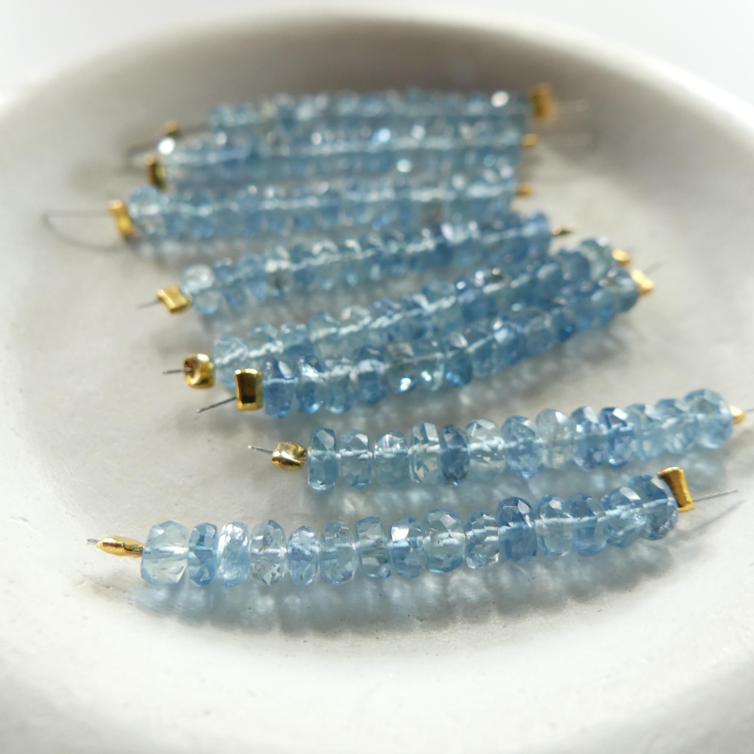 RARE Fine Santa Maria Aquamarine Beads Icy Blue Faceted Rondelle 1" Gem Quality Natural Gemstone Beads Jewelry Making Beading DIY Earrings