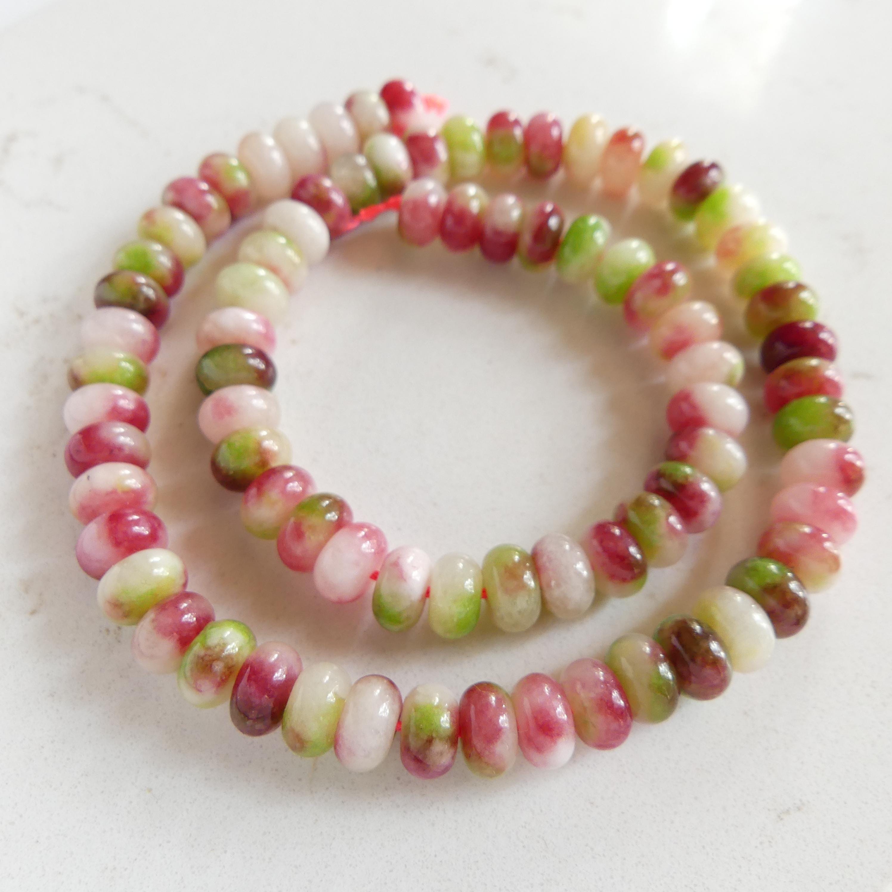 8mm Jade Smooth Beads Rondelle 15" Strand Genuine Gemstone Beads Natural Jade for Jewelry Making Silk Knotting DIY Necklace Craft Gift