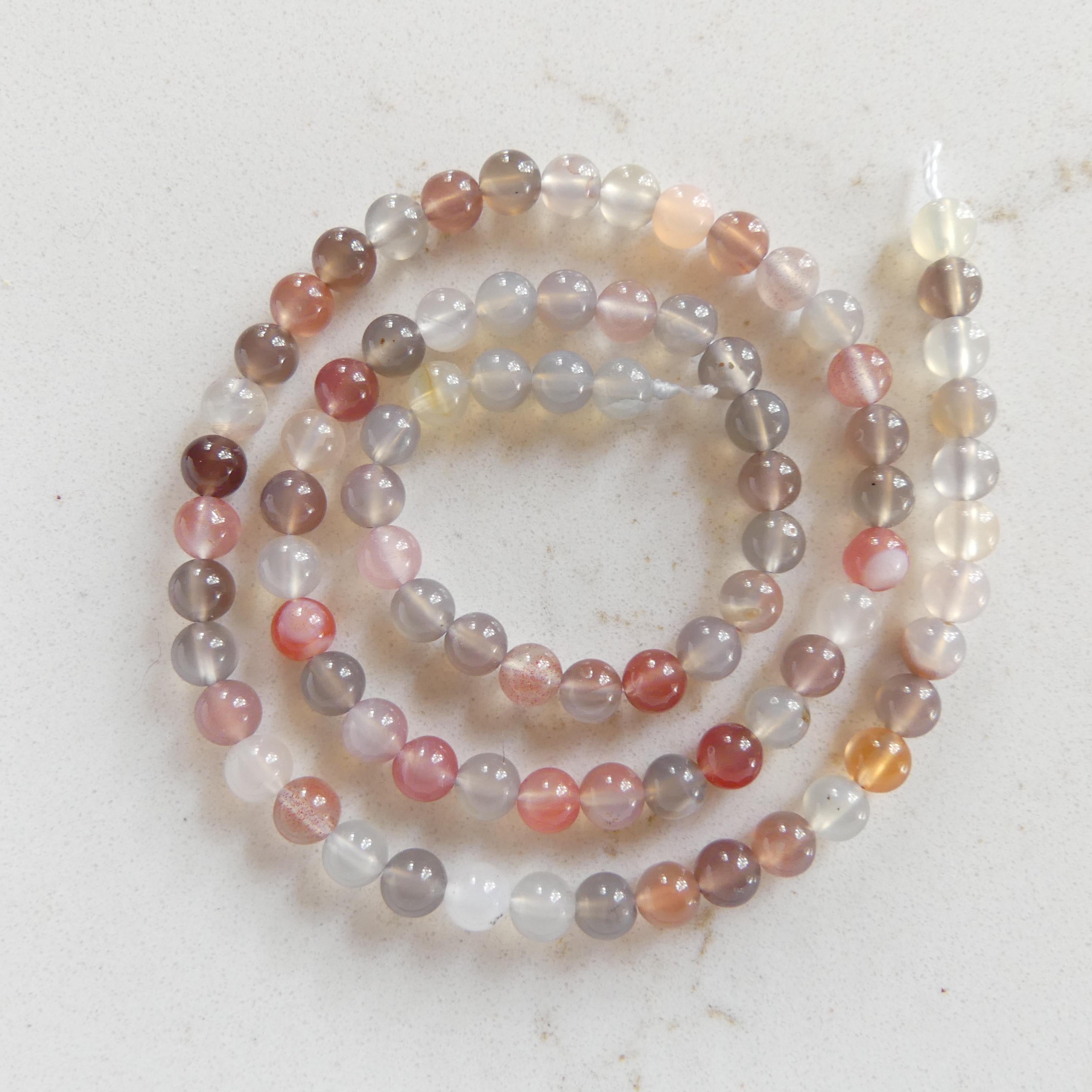 5mm Natural Agate Beads Smooth Genuine Agate Beads Strand 15" Gemstone Beads Crystal Healing for Jewelry Making Gift for crafter