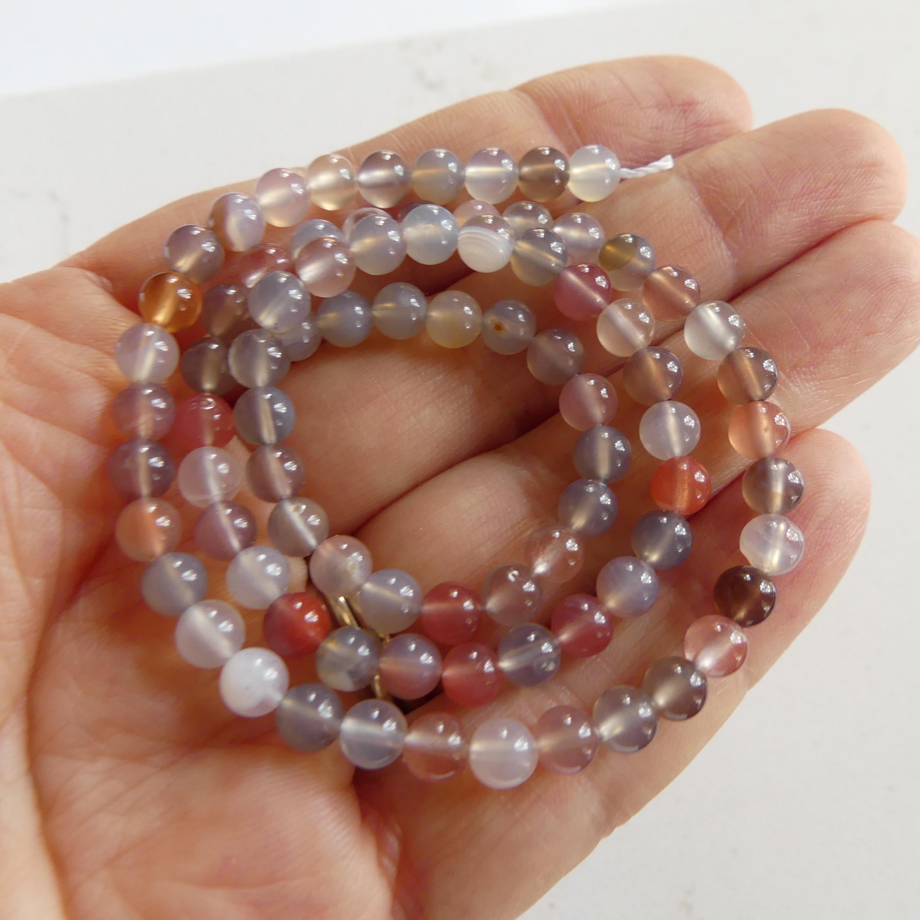 5mm Natural Agate Beads Smooth Genuine Agate Beads Strand 15" Gemstone Beads Crystal Healing for Jewelry Making Gift for crafter