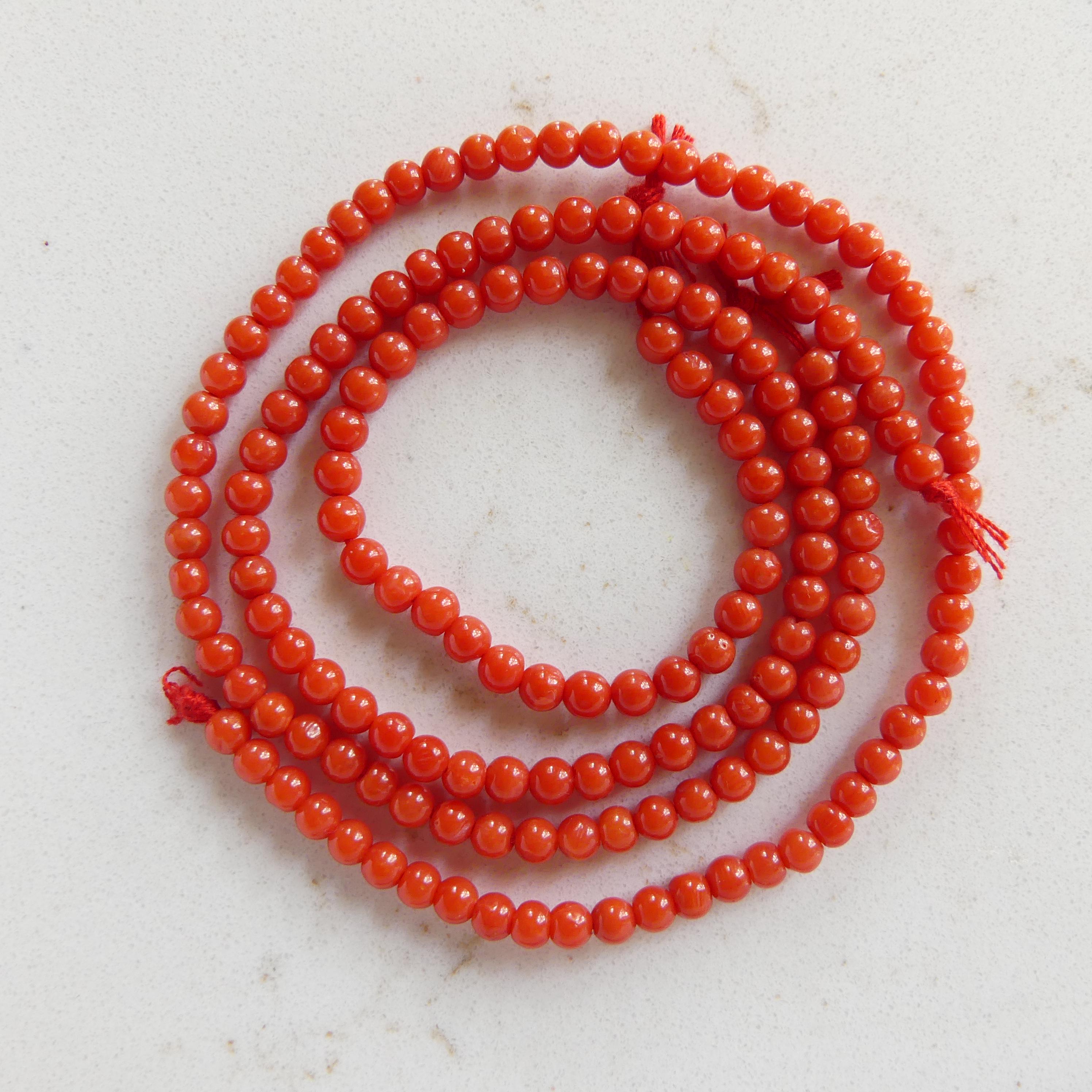 4mm Italian Coral Beads Smooth 7" Strand Genuine Red Coral Beads for Jewelry Making Gift for crafter Natural Coral Real