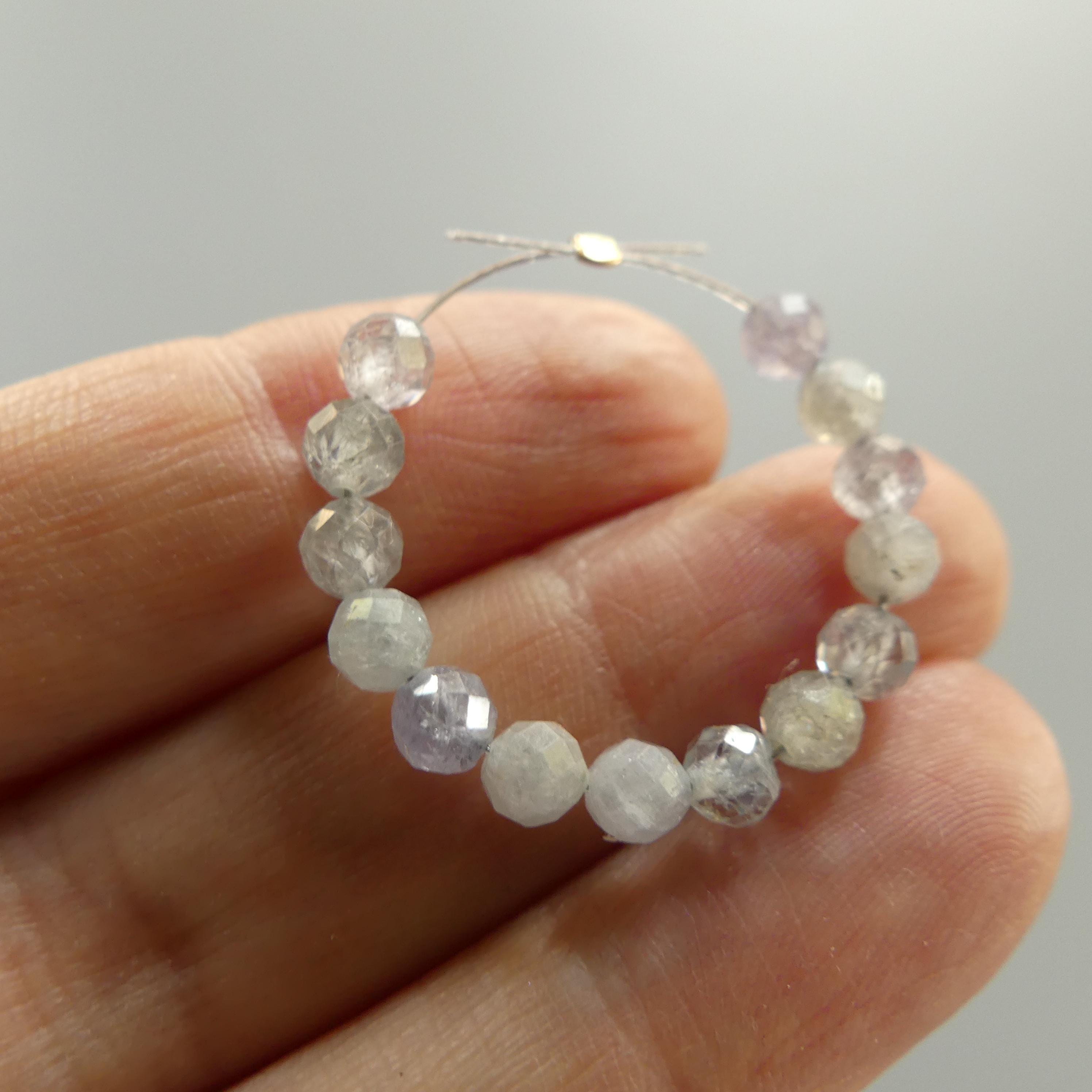 4mm AAA Montana Sapphire Beads Faceted Gray Sapphire Genuine Gemstone Beads Jewelry Making Beading Craft Gift Birthstone DIY Earrings