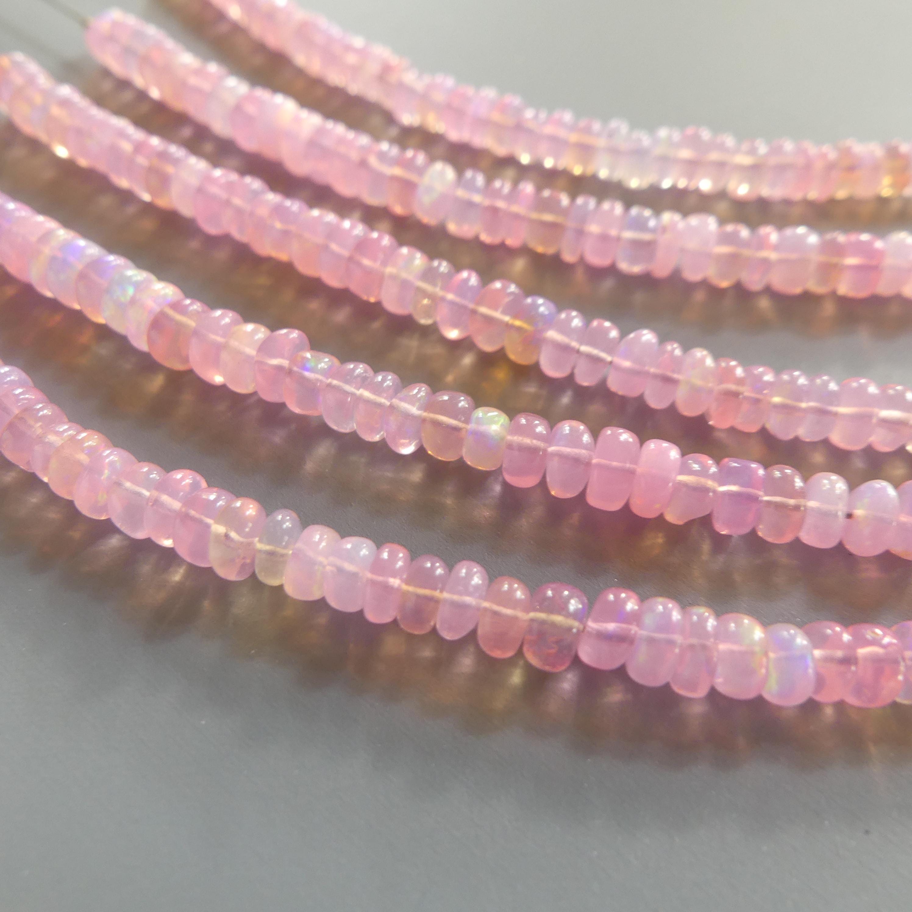 3.5mm 4mm Pink Ethiopian Opal Beads 3" AAA Pink Opal Beads Genuine Beads Natural Jewelry Making Beading Craft Gift Beads October Birthstone