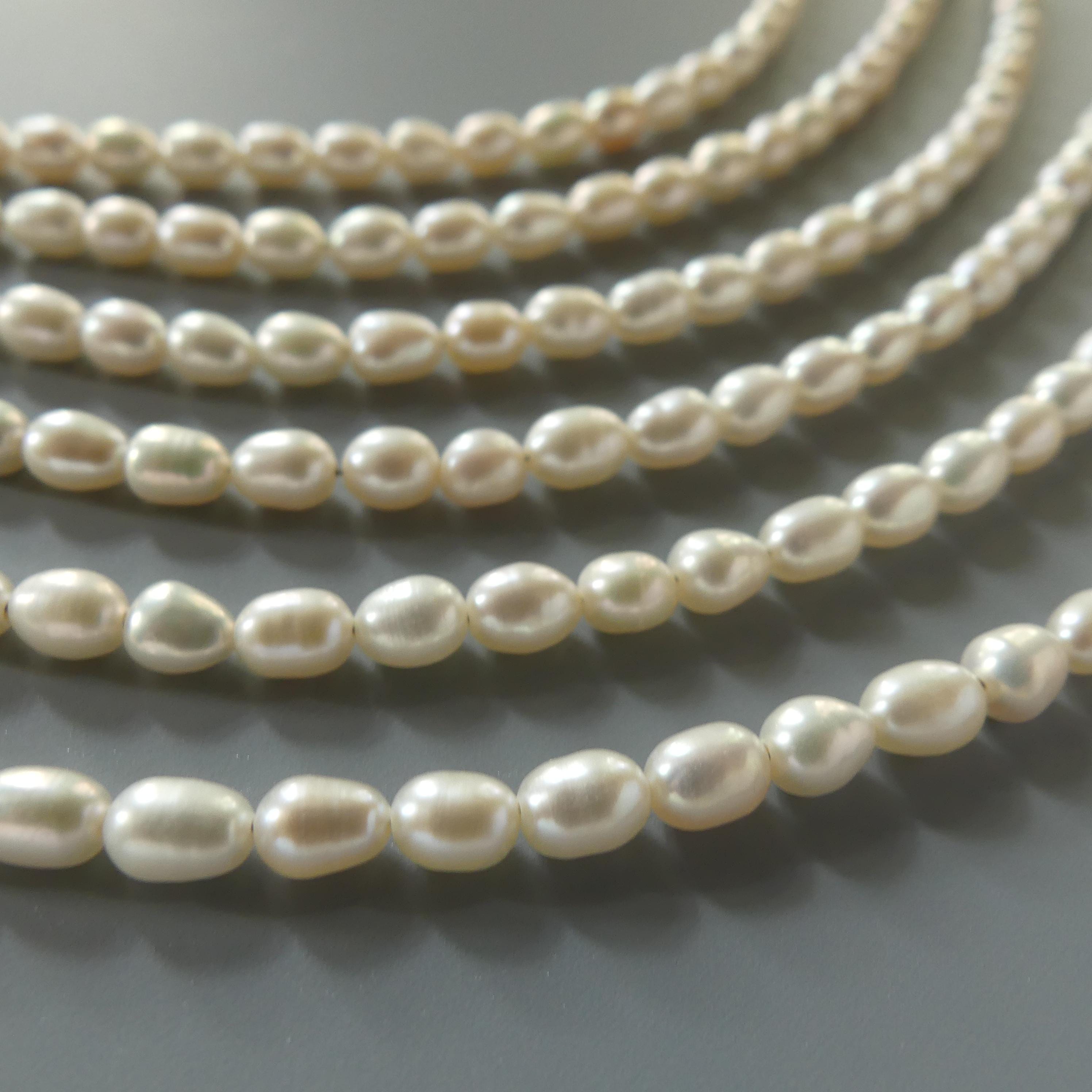 4.5mm 5mm Freshwater Pearl Beads Rice Shape Pearls White Baroque 6" Beads Beading Crafter Gift June Birthstone DIY Jewelry