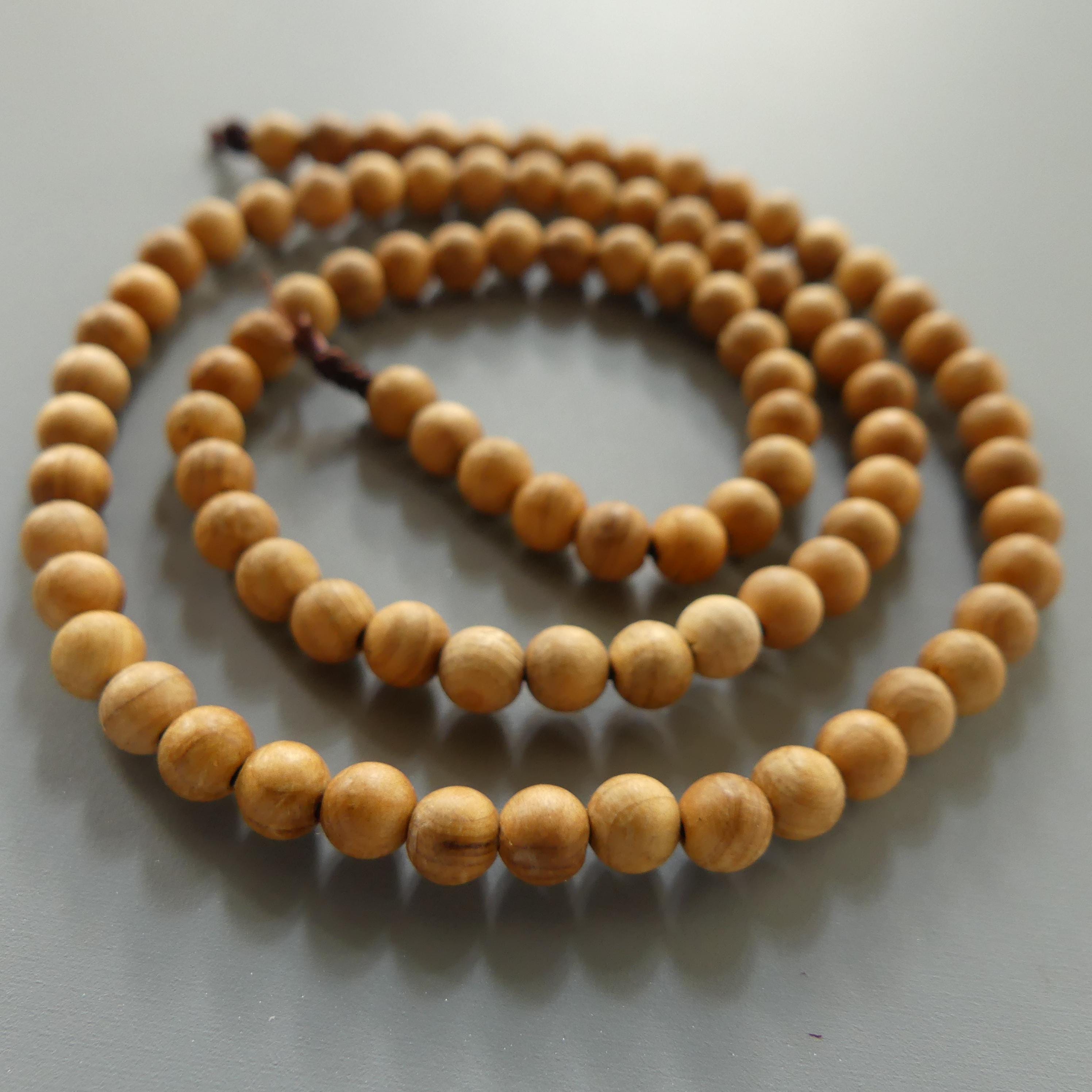4mm Sandalwood Beads Natural Wood 15" Premium Hand Carved Beads Aromatic for Jewelry Making Beading Craft Gift Meditation Healing Aroma