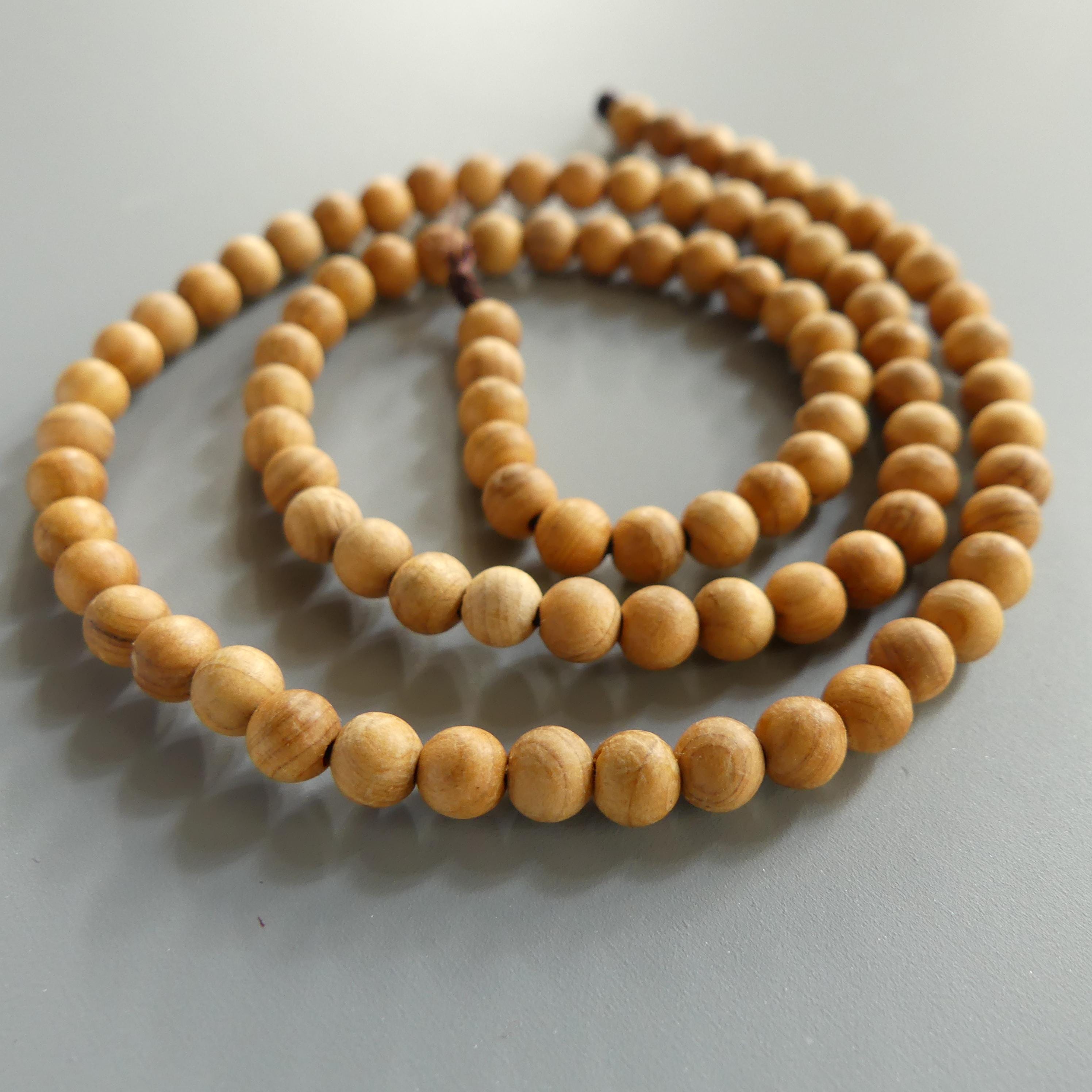 4mm Sandalwood Beads Natural Wood 15" Premium Hand Carved Beads Aromatic for Jewelry Making Beading Craft Gift Meditation Healing Aroma