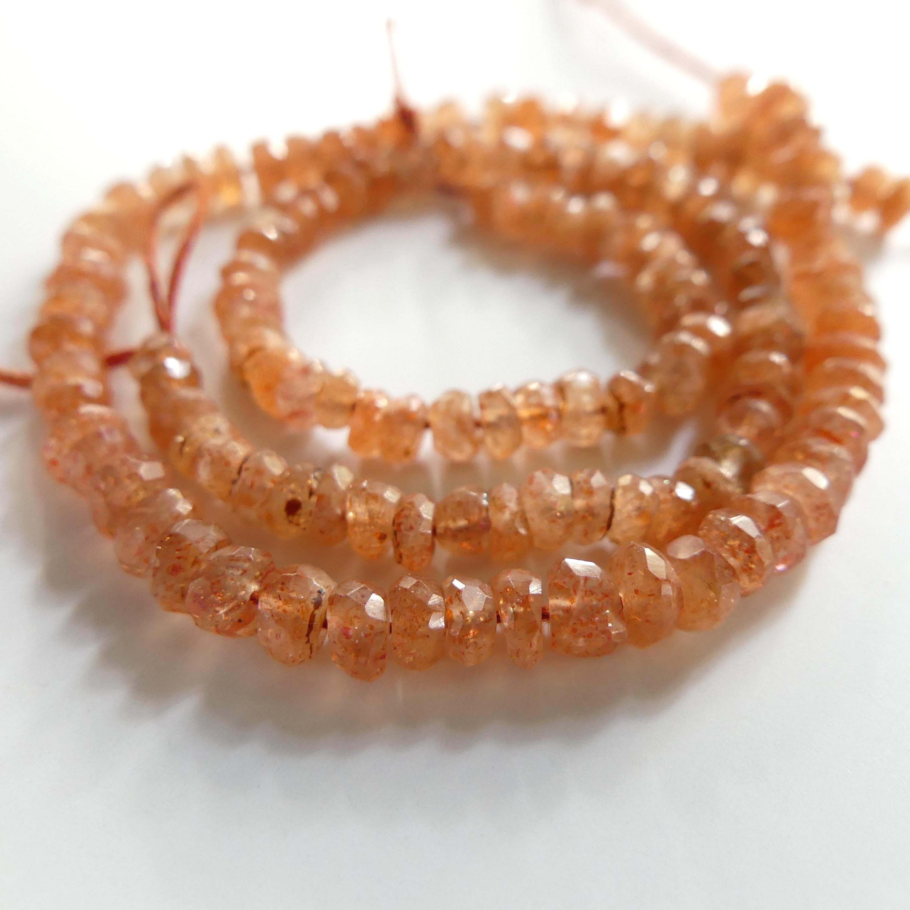 4.5mm 5mm Natural AAA Sunstone Hand Faceted Beads Rondelle 6" Orange Genuine Gemstone Beads for Jewelry Making Craft Gift Beads DIY Jewelry