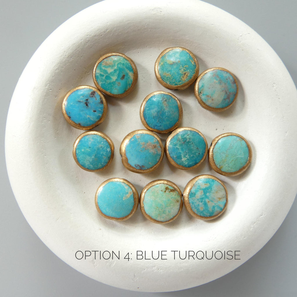 1 Piece Copper Wrapped Turquoise Coin Beads Green Blue Gemstone Beads Copper Wrapped Pearl Coin Beads Jewelry Making DIY Earrings Pendant