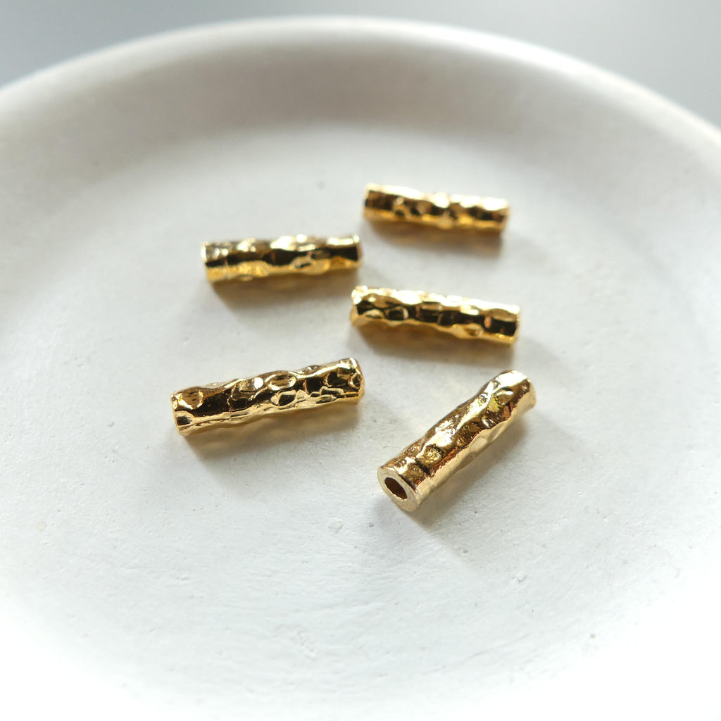1 Piece Gold Vermeil Bar Tube Bead Silver Bar Hammered Gold Tube Jewelry Making DIY Necklace