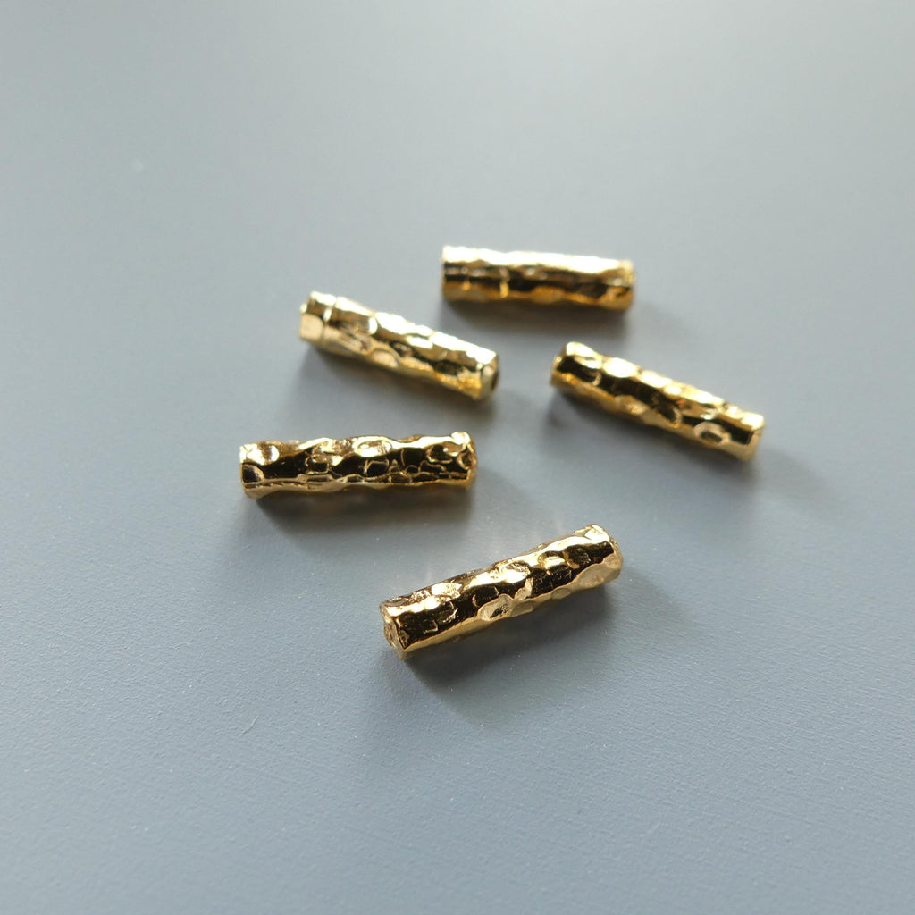 1 Piece Gold Vermeil Bar Tube Bead Silver Bar Hammered Gold Tube Jewelry Making DIY Necklace