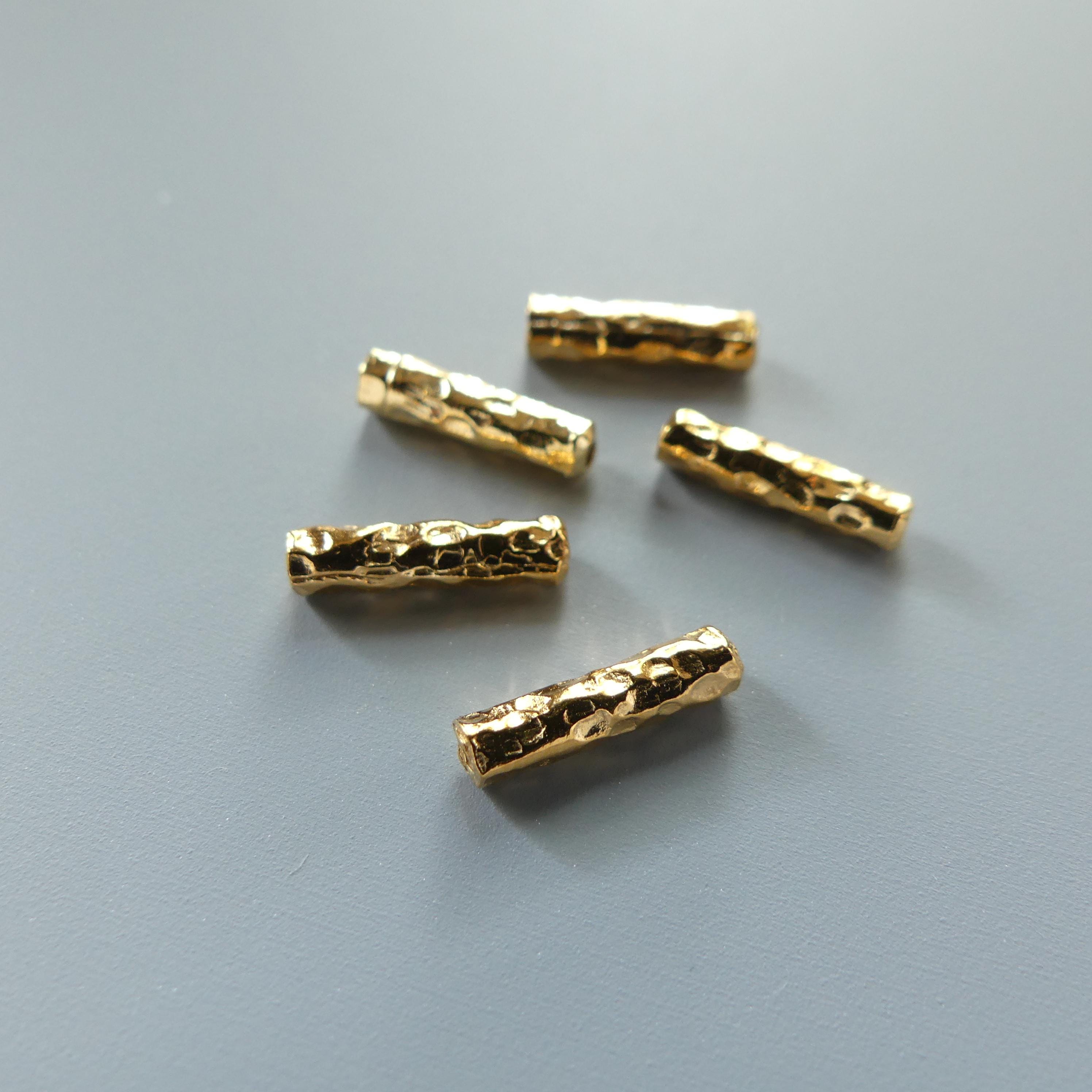 1 Piece Gold Vermeil Bar Tube Bead Silver Bar Hammered Gold Tube Jewelry Making DIY Necklace