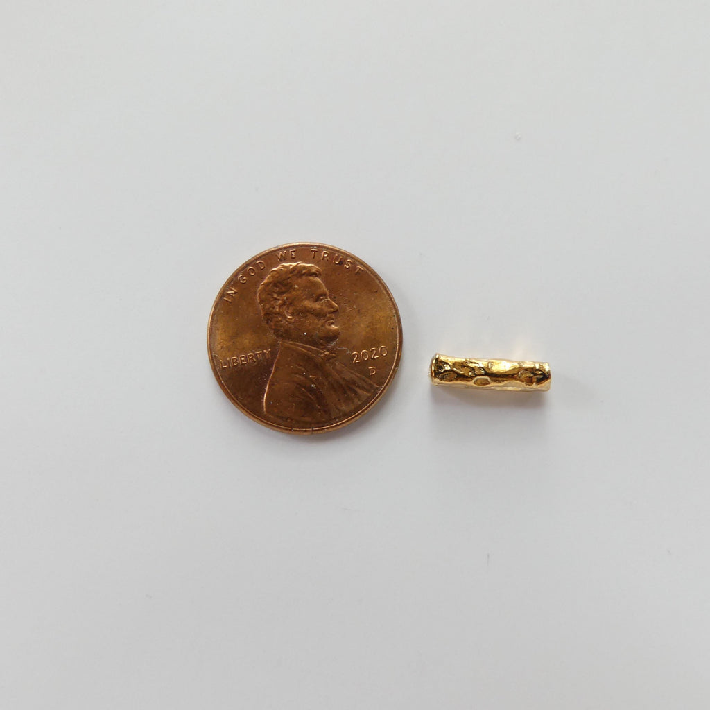 1 Piece Gold Vermeil Bar Tube Bead Silver Bar Hammered Gold Tube Jewelry Making DIY Necklace