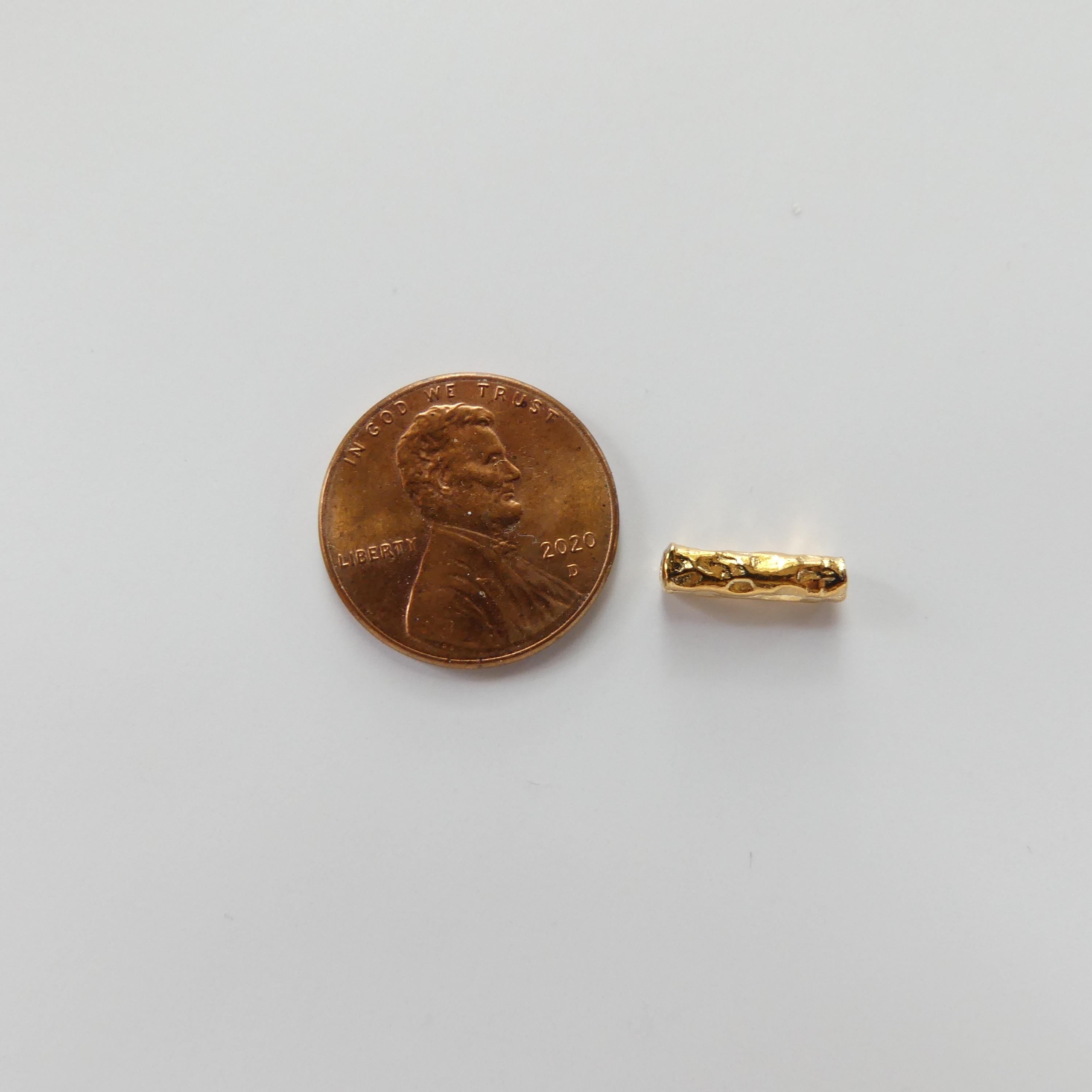 1 Piece Gold Vermeil Bar Tube Bead Silver Bar Hammered Gold Tube Jewelry Making DIY Necklace