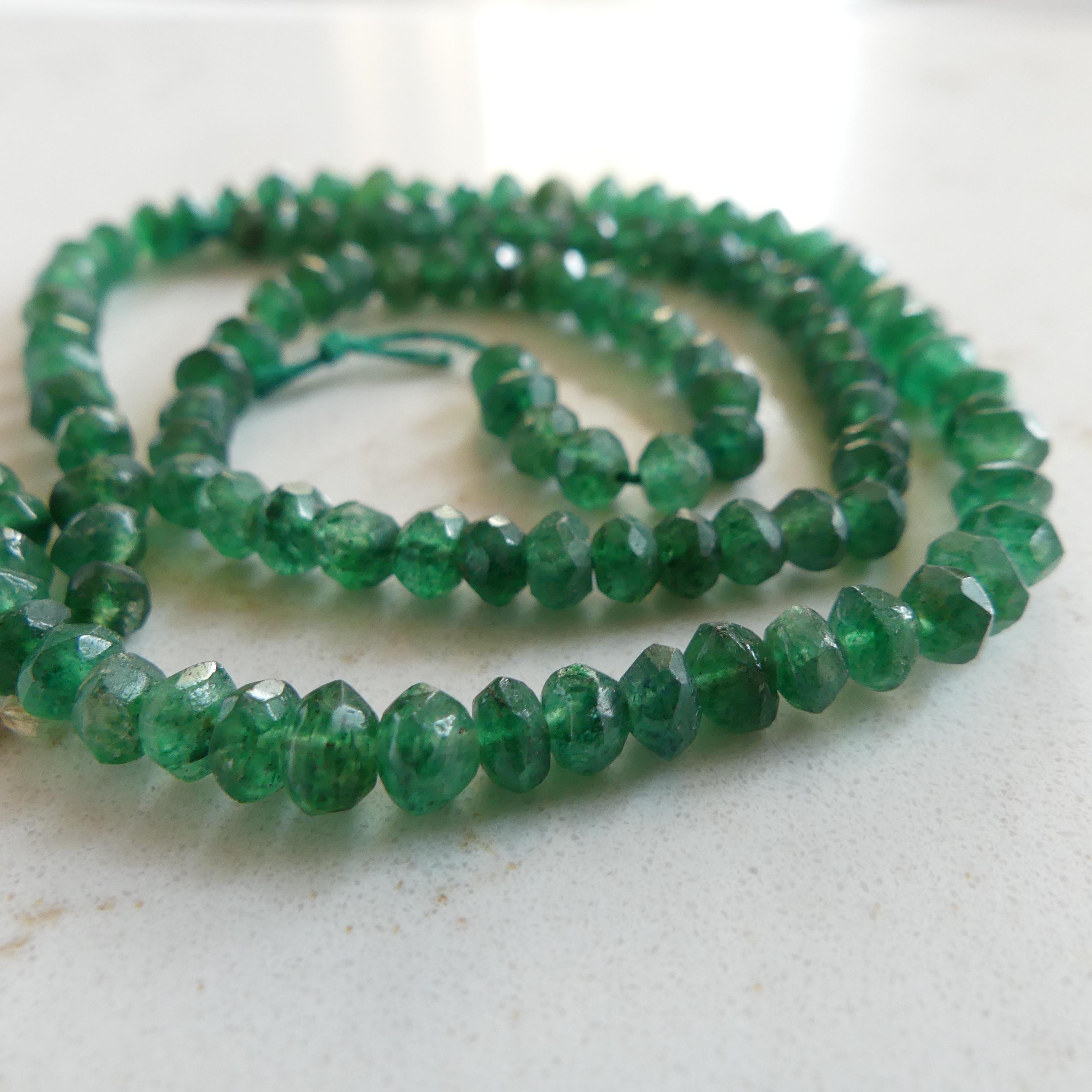4mm 5mm AAA Green Aventurine Beads Hand Faceted Rondelle Beads German Cut 6.5" Green Natural Gemstone Beads Beading Crafter Gift DIY jewelry