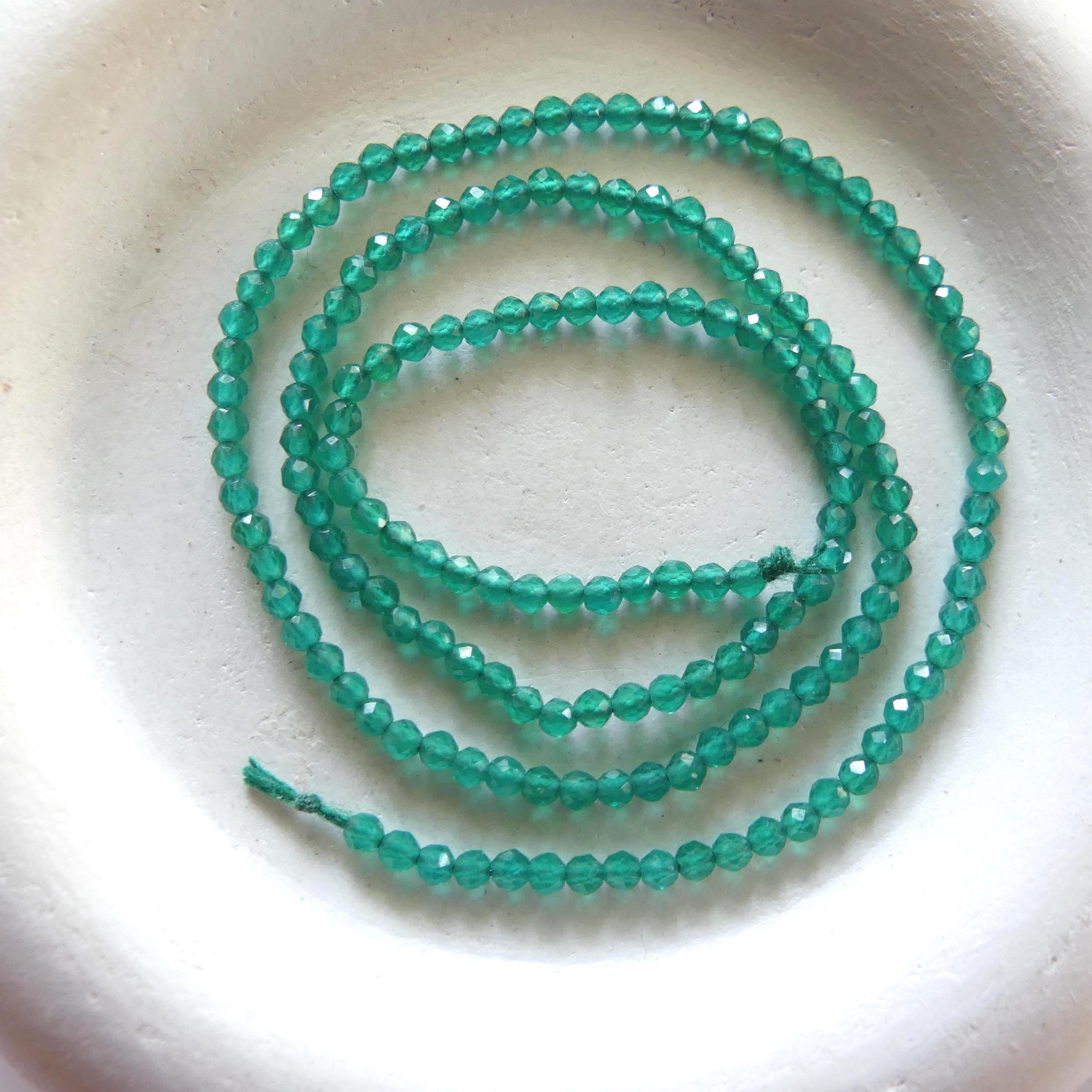 2mm Natural Green Onyx Beads Micro Faceted Beads 13" Natural Onyx Gemstone Beads Beading Crafter Gift DIY jewelry