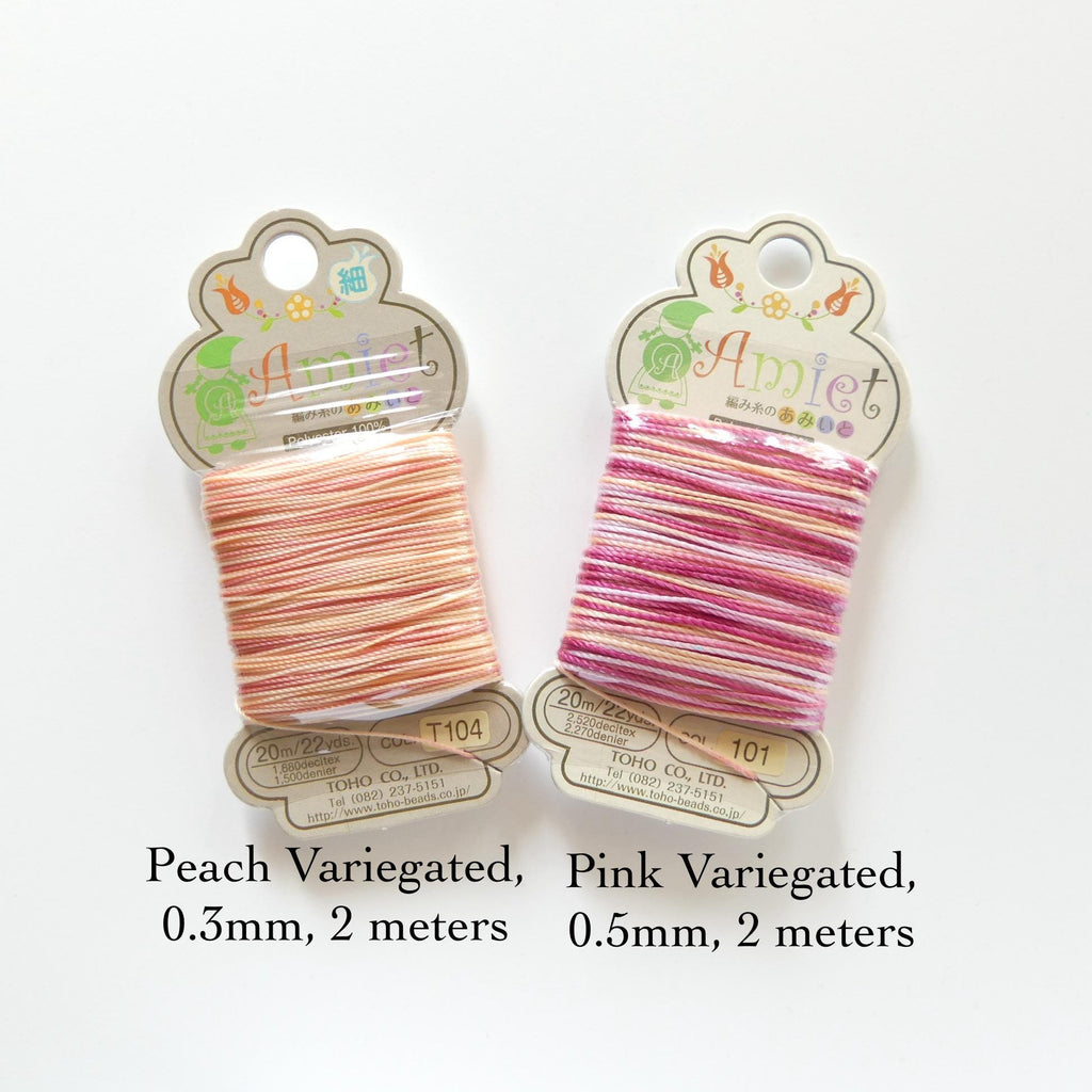 Toho Amiet Polyester Thread Beading Knotting DIY Jewelry, 0.5mm 20 meters Teal Green Brown Gray Lilac Pink Wax Free, Unwaxed