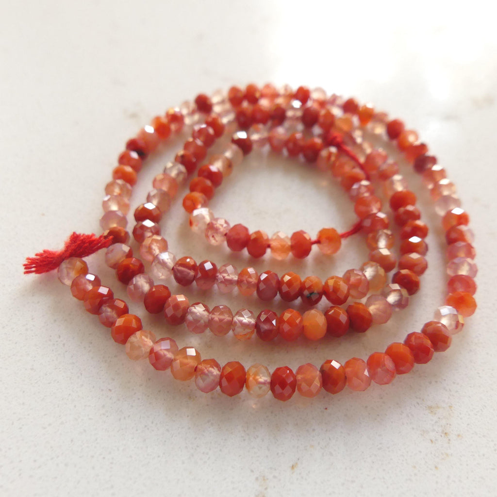 3mm 3.5mm AAA Natural Carnelian Faceted Beads Rondelle 15" Orange Genuine Gemstone Beads Crystal for Jewelry Making Beading Craft Gift
