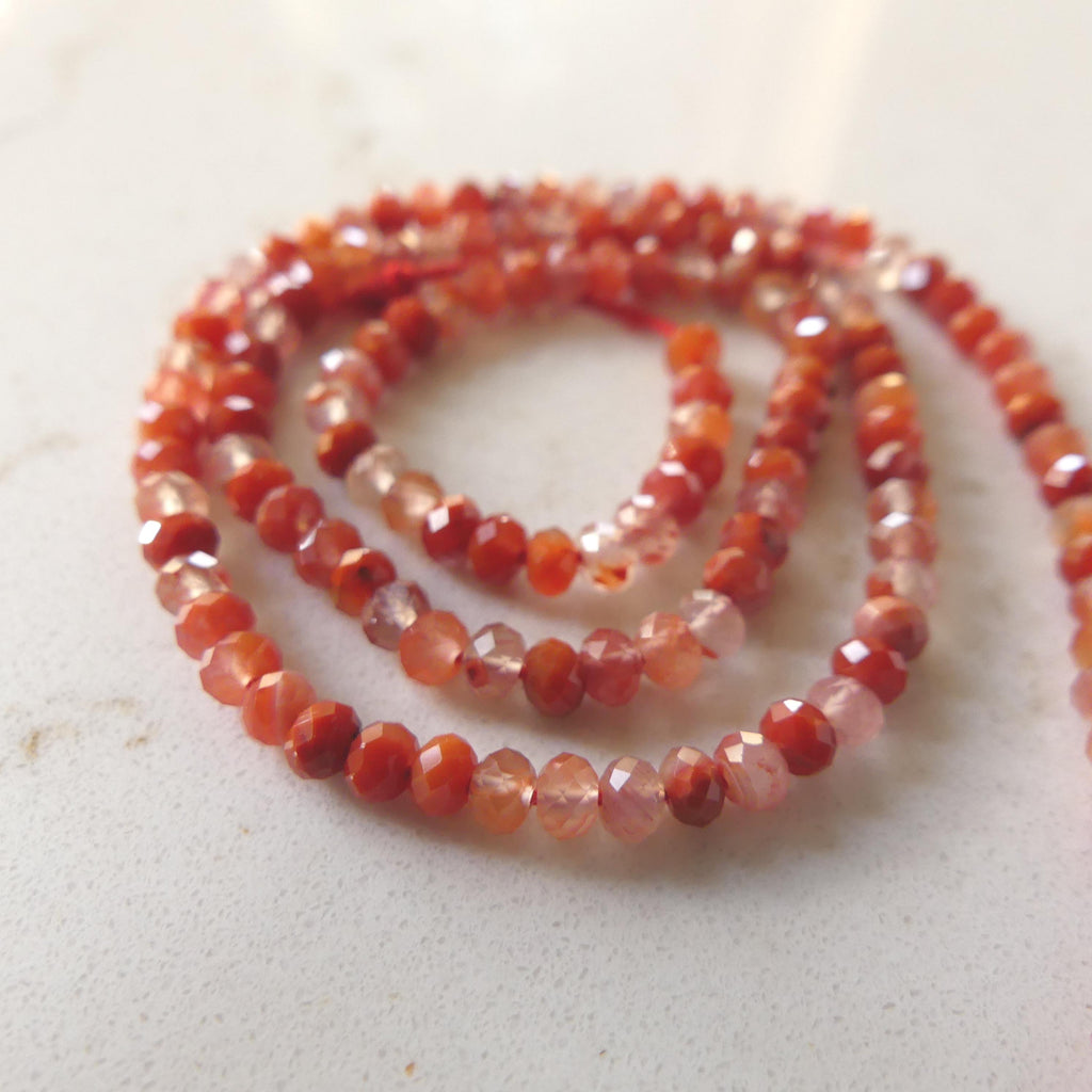3mm 3.5mm AAA Natural Carnelian Faceted Beads Rondelle 15" Orange Genuine Gemstone Beads Crystal for Jewelry Making Beading Craft Gift