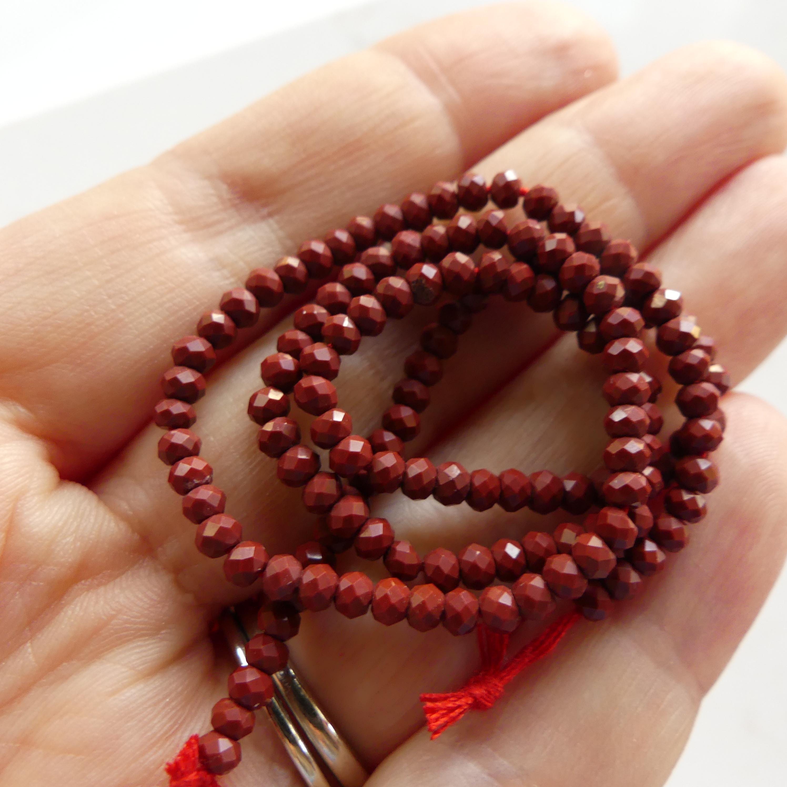 3mm Red Jasper Beads Rondelle Faceted Genuine Small Red Jasper Beads 12.5" Gemstone Beads for Jewelry Making Beading Gift for Crafter