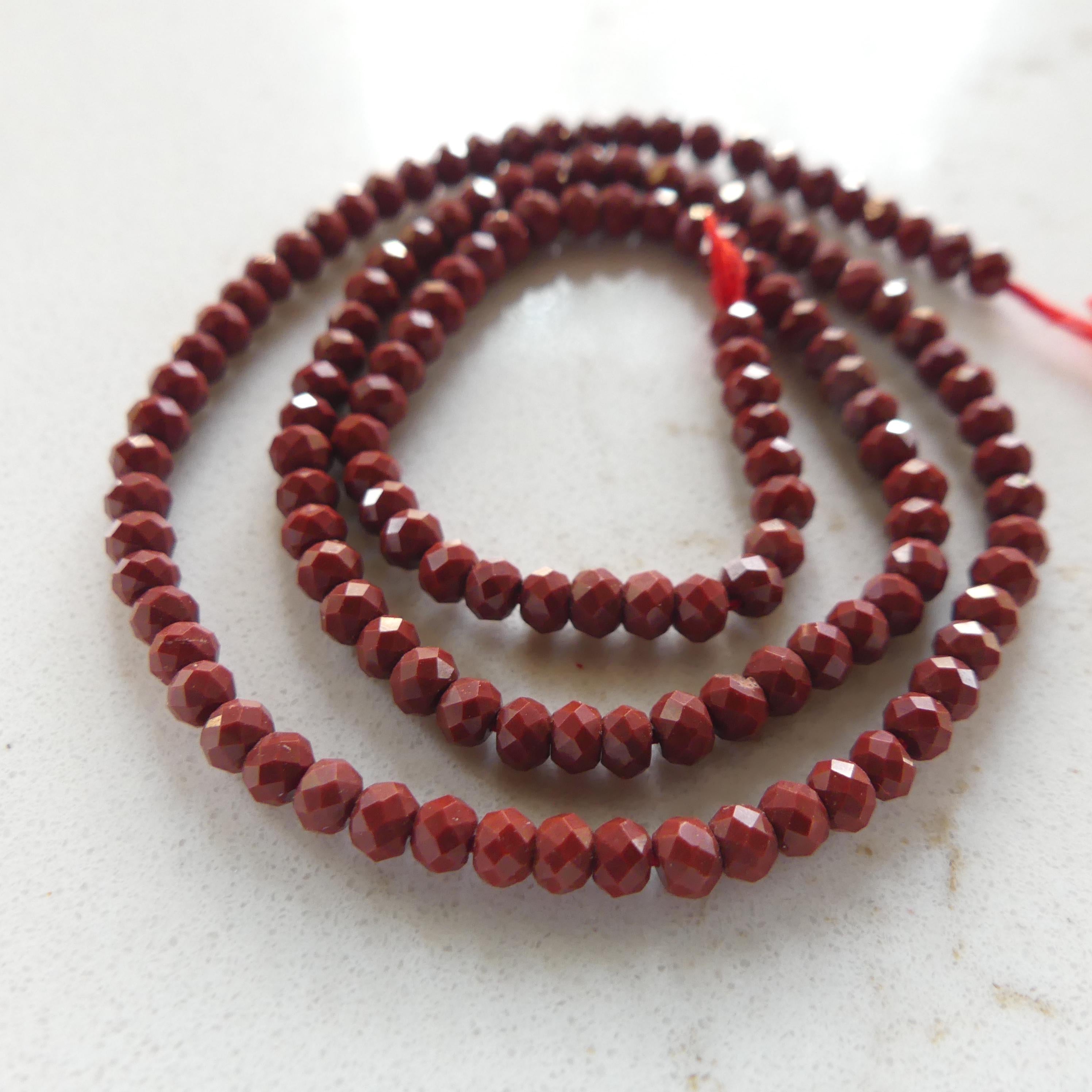 3mm Red Jasper Beads Rondelle Faceted Genuine Small Red Jasper Beads 12.5" Gemstone Beads for Jewelry Making Beading Gift for Crafter