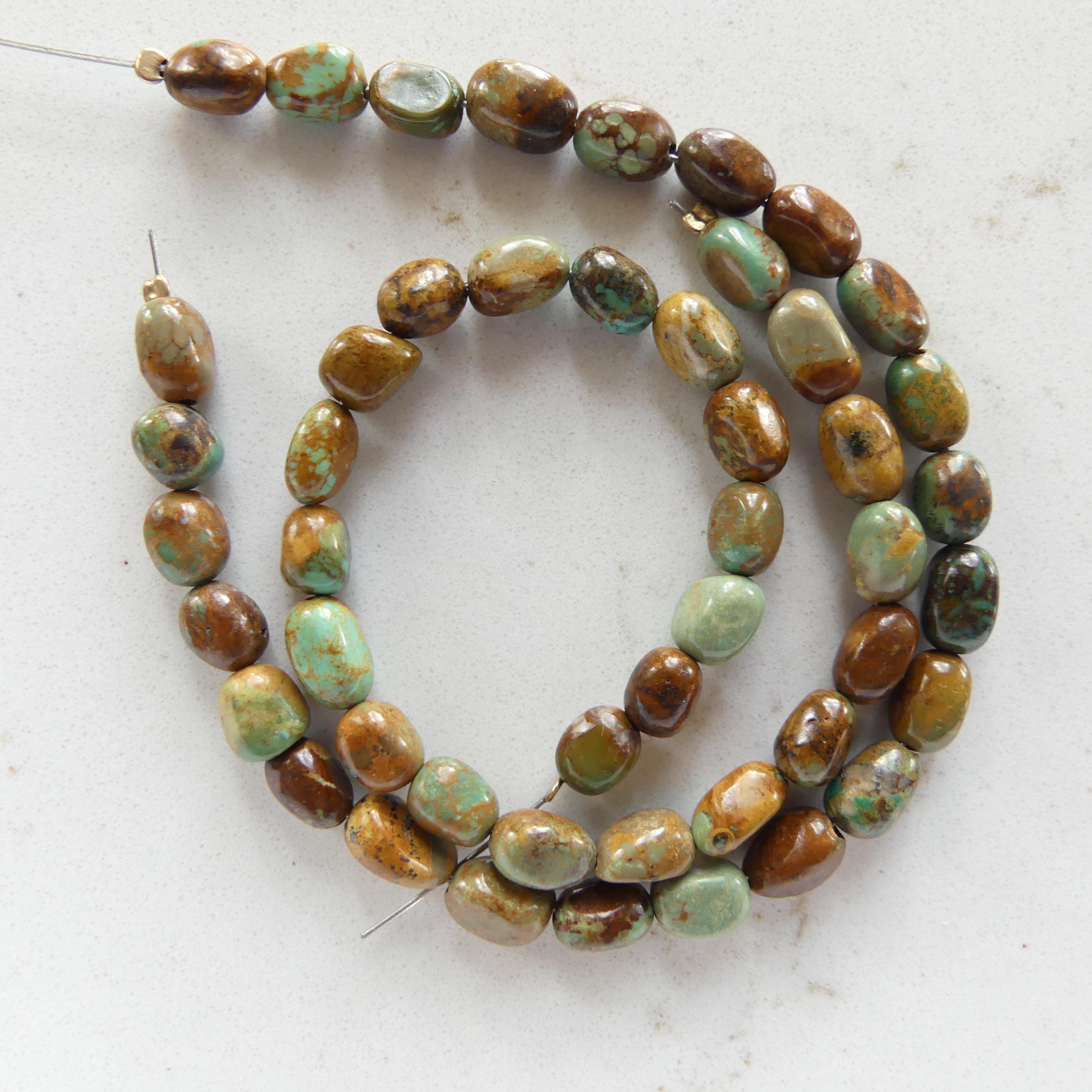 Raw Arizona Turquoise Beads Pebbles 7" Brown Turquoise Nuggets Genuine Gemstone Beads Jewelry Making Beading Craft Gift December Birthstone