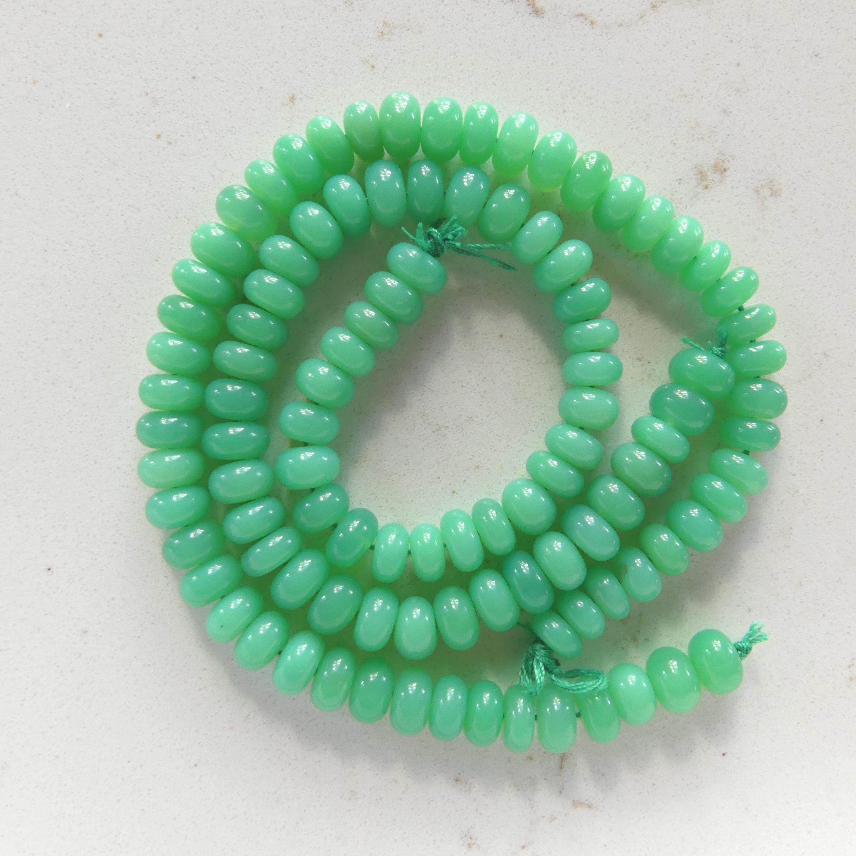 AAA Australian Chrysoprase Beads Smooth Rondelle 8" Mint Green Pastel Genuine Gemstone Beads for DIY Jewelry Making Knotting Necklace