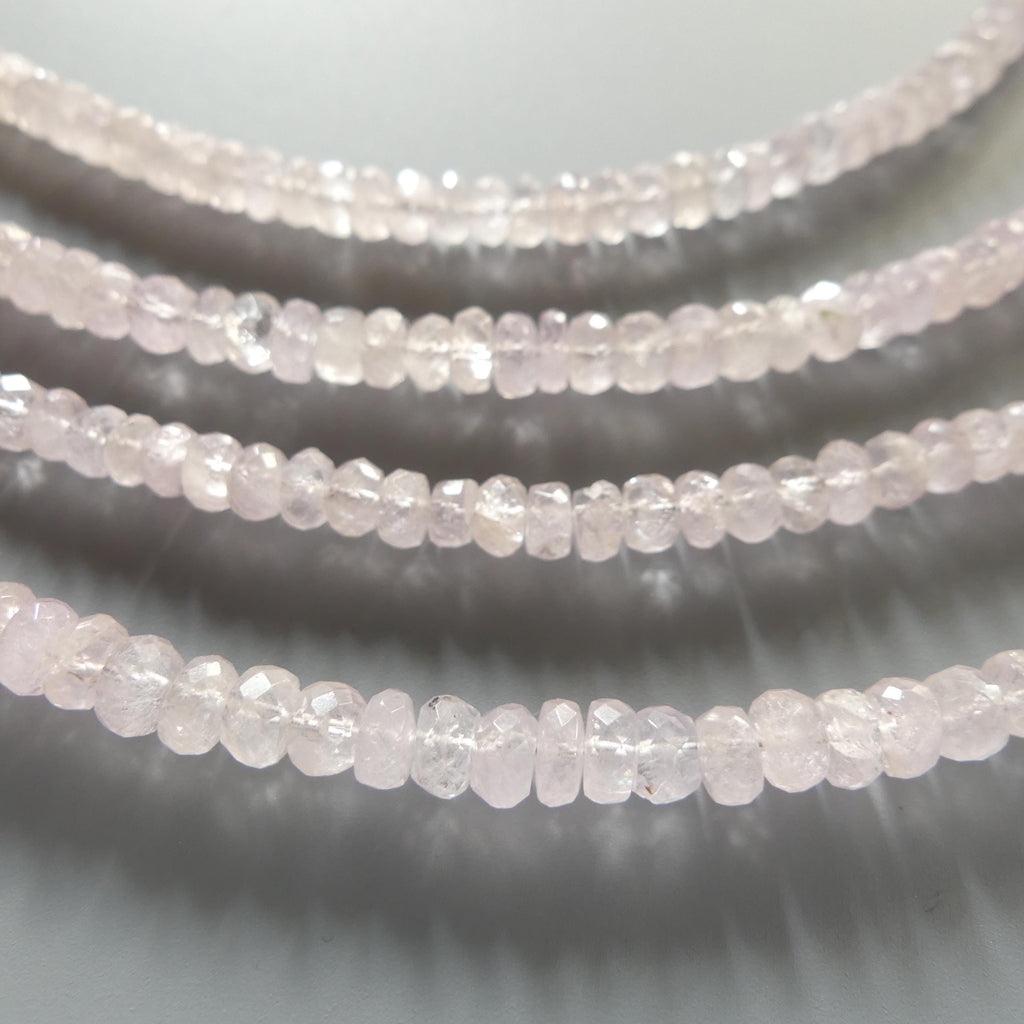 5mm 6mm AAA Pink Morganite Beads Hand Faceted Rondelle Beads 6" Natural Pale Pink Gemstone Beads Crafter Gift July Birthstone DIY Jewelry