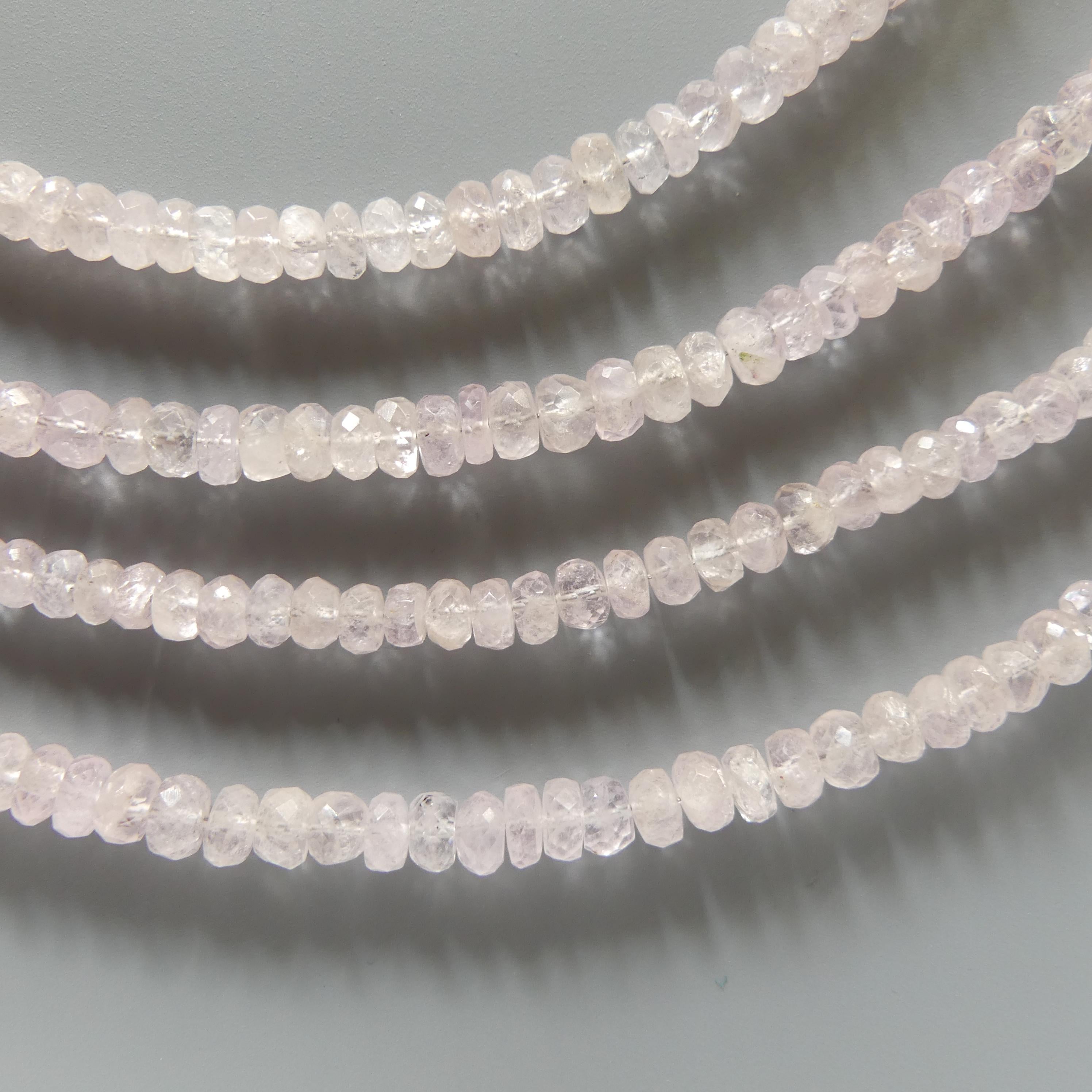 5mm 6mm AAA Pink Morganite Beads Hand Faceted Rondelle Beads 6" Natural Pale Pink Gemstone Beads Crafter Gift July Birthstone DIY Jewelry