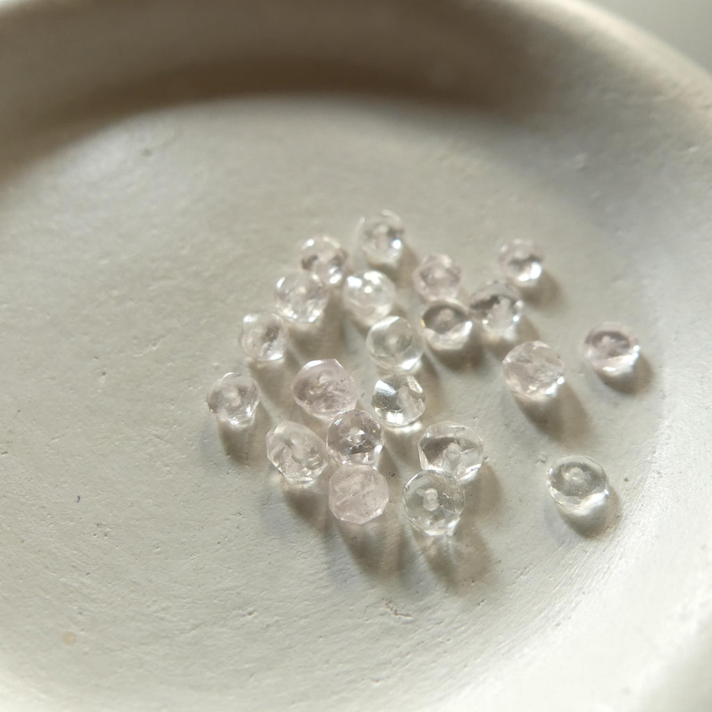 3mm 5mm AAA Morganite Beads Hand Faceted Rondelle Beads 6" Natural Pale Pink Gemstone Beads Crafter Gift July Birthstone DIY Jewelry