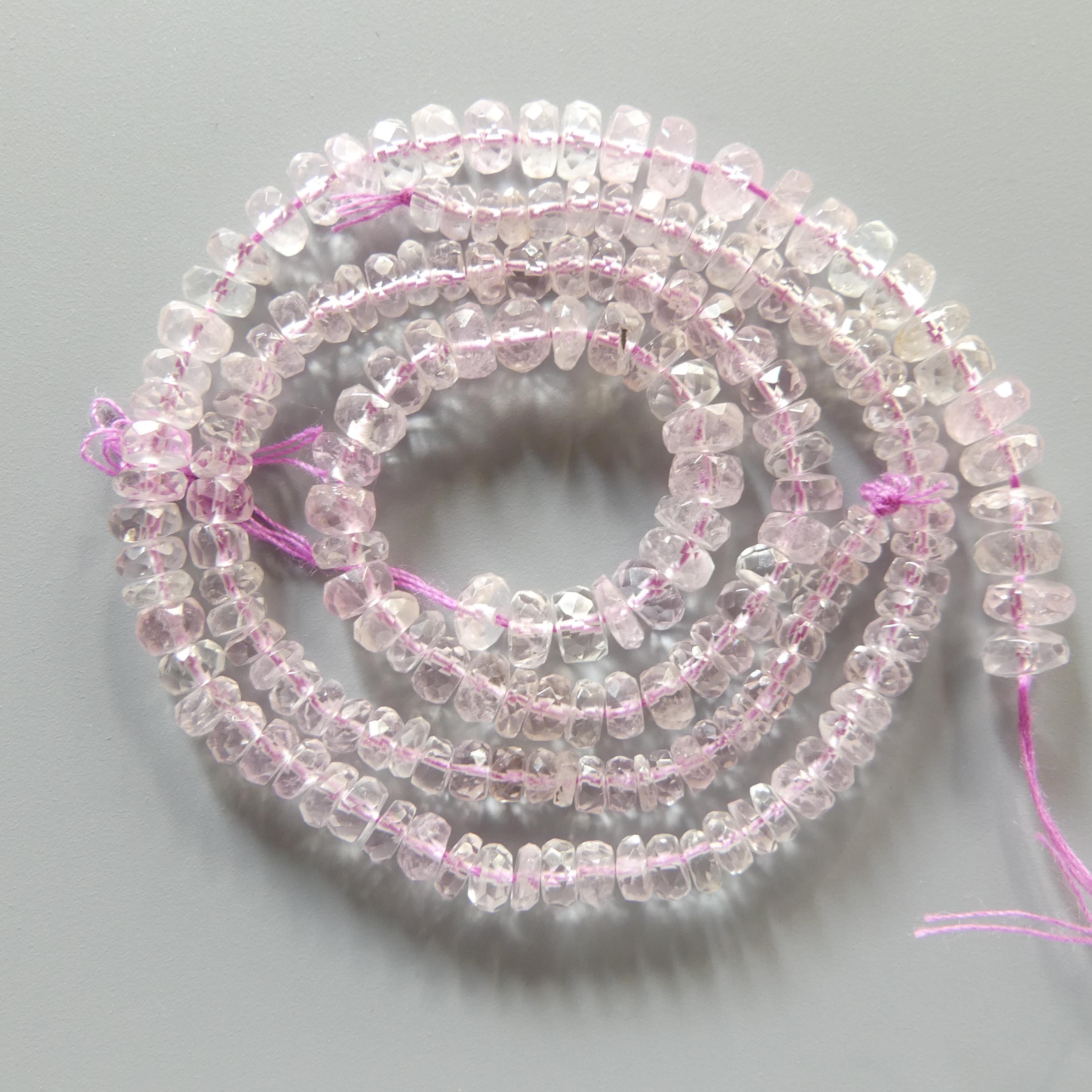 3mm 5mm AAA Morganite Beads Hand Faceted Rondelle Beads 6" Natural Pale Pink Gemstone Beads Crafter Gift July Birthstone DIY Jewelry