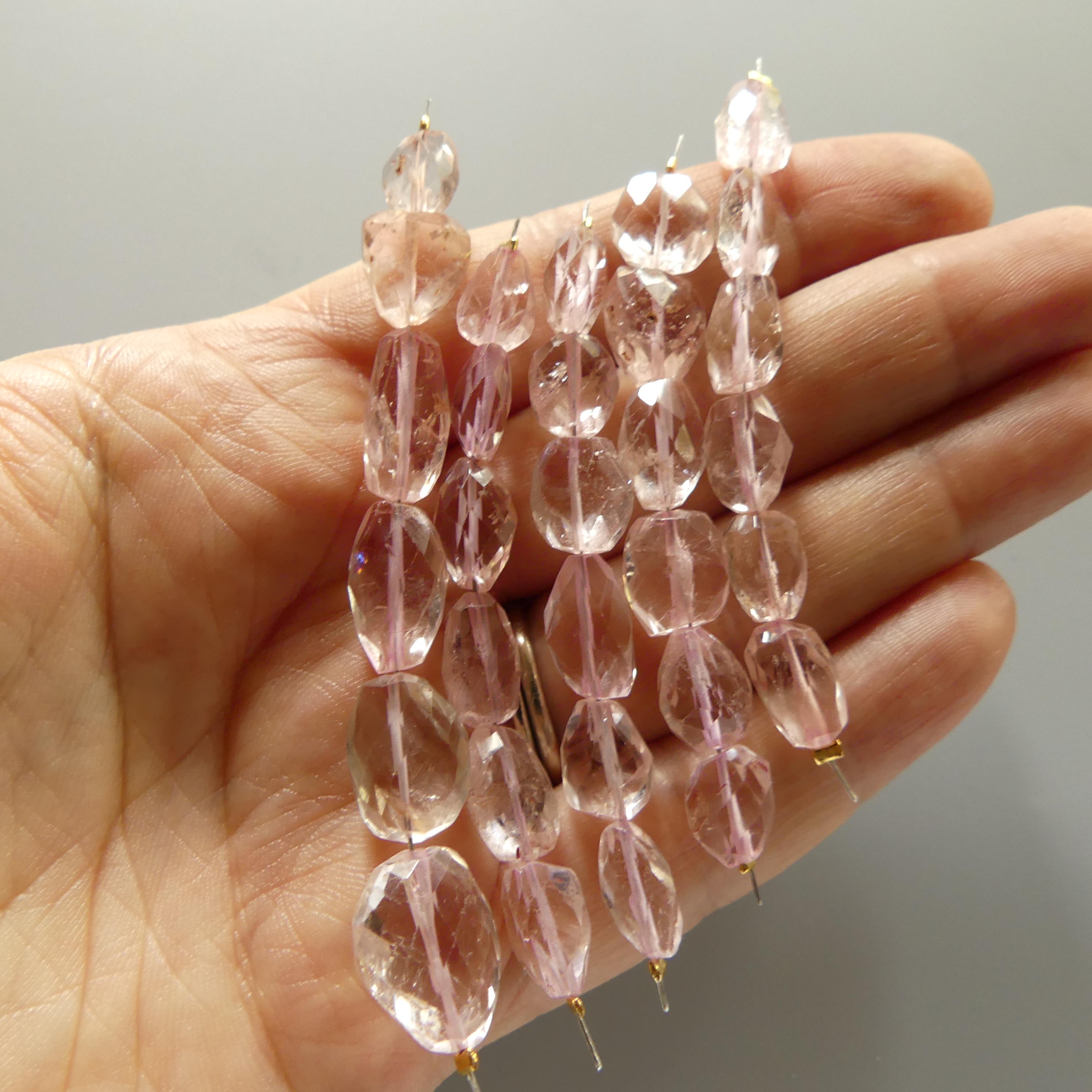 AAA Morganite Faceted Oval Beads Morganite Nuggets Natural Pale Pink Gemstone Briolette Crafter Gift DIY Jewelry