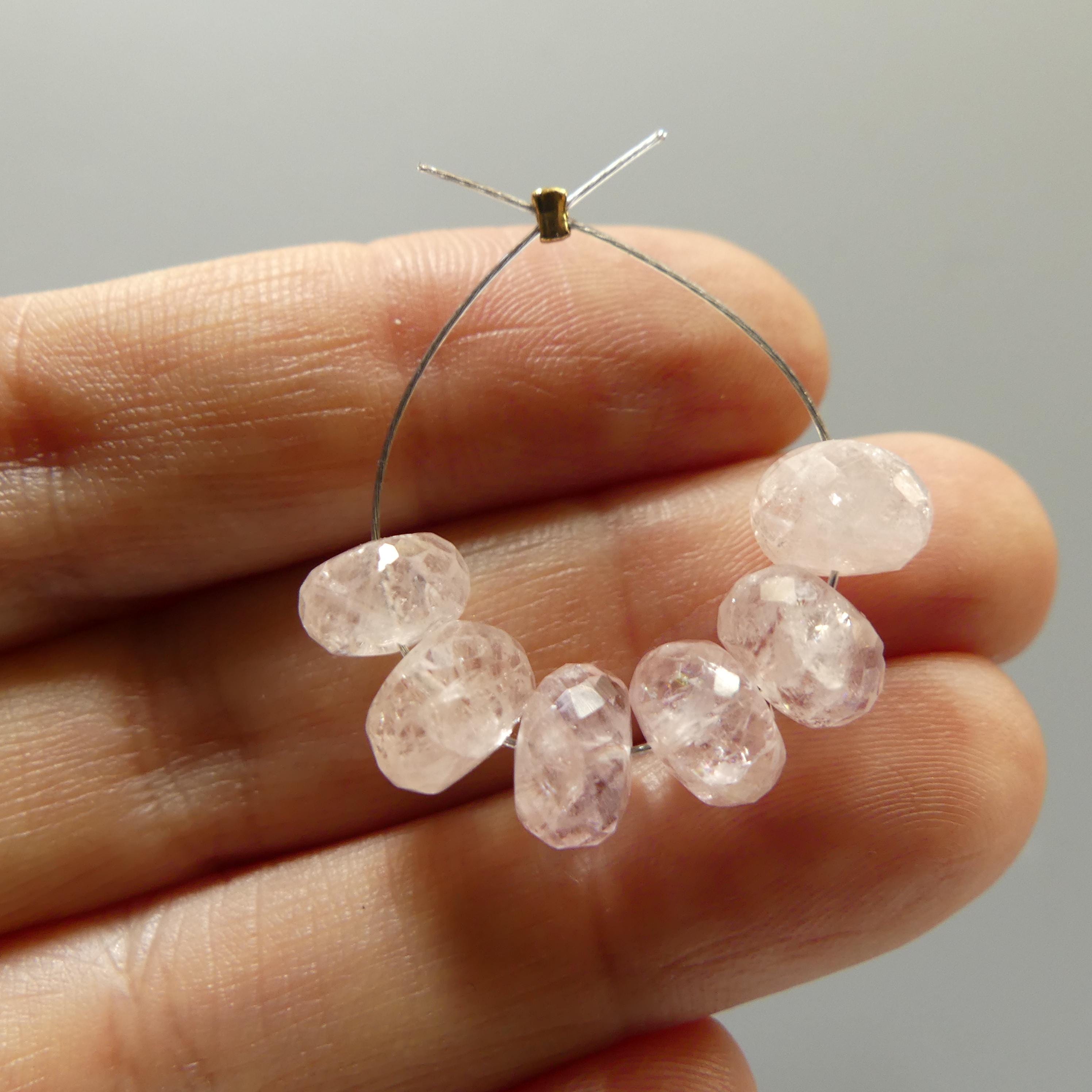 8mm AAA Morganite Faceted Rondelle Beads Morganite Natural Pale Pink Gemstone Briolette Crafter Gift DIY Jewelry Earrings
