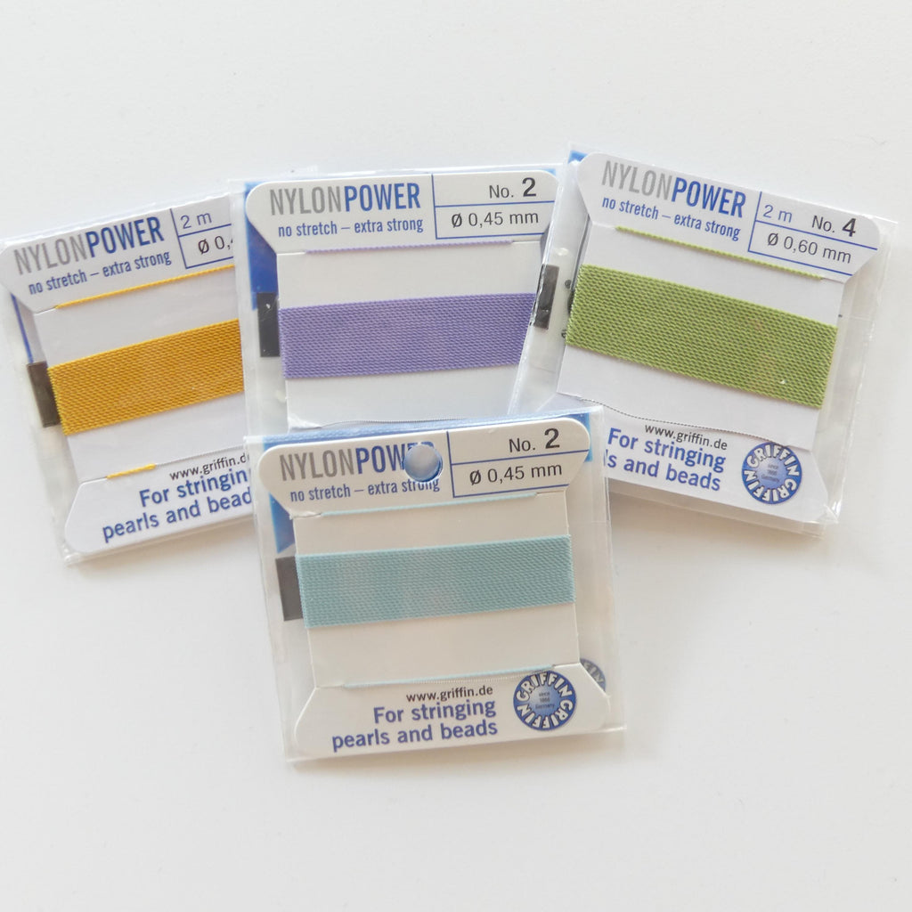 Griffin Nylon Power Thread with Needle 2 3 4 6 10 Beading Knotting DIY Jewelry Cord Pink Green Lilac Coral Yellow Black Gray Brown Turquoise