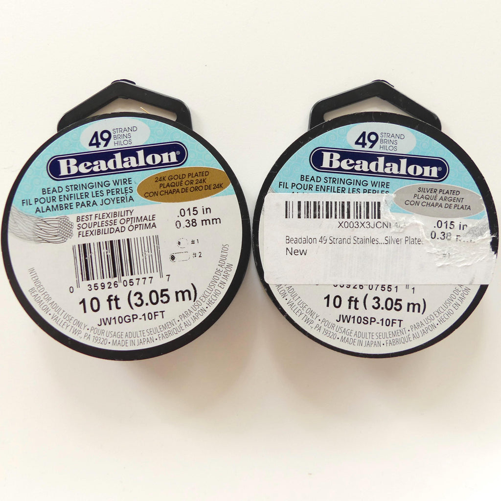 24k Gold Plated Beadalon 49 Strand Stainless Steel Wire Silver Plated Bead Stringing Beading Wire 0.015 in / 0.38 mm 10 ft / 3.1 m