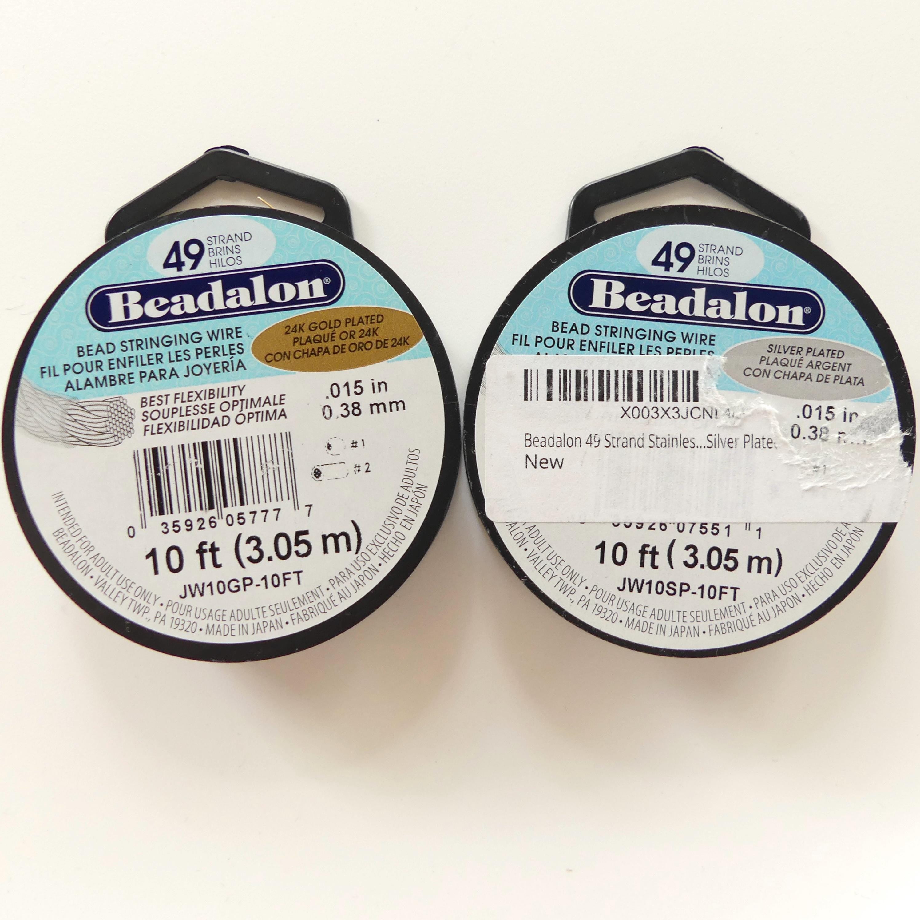 24k Gold Plated Beadalon 49 Strand Stainless Steel Wire Silver Plated Bead Stringing Beading Wire 0.015 in / 0.38 mm 10 ft / 3.1 m