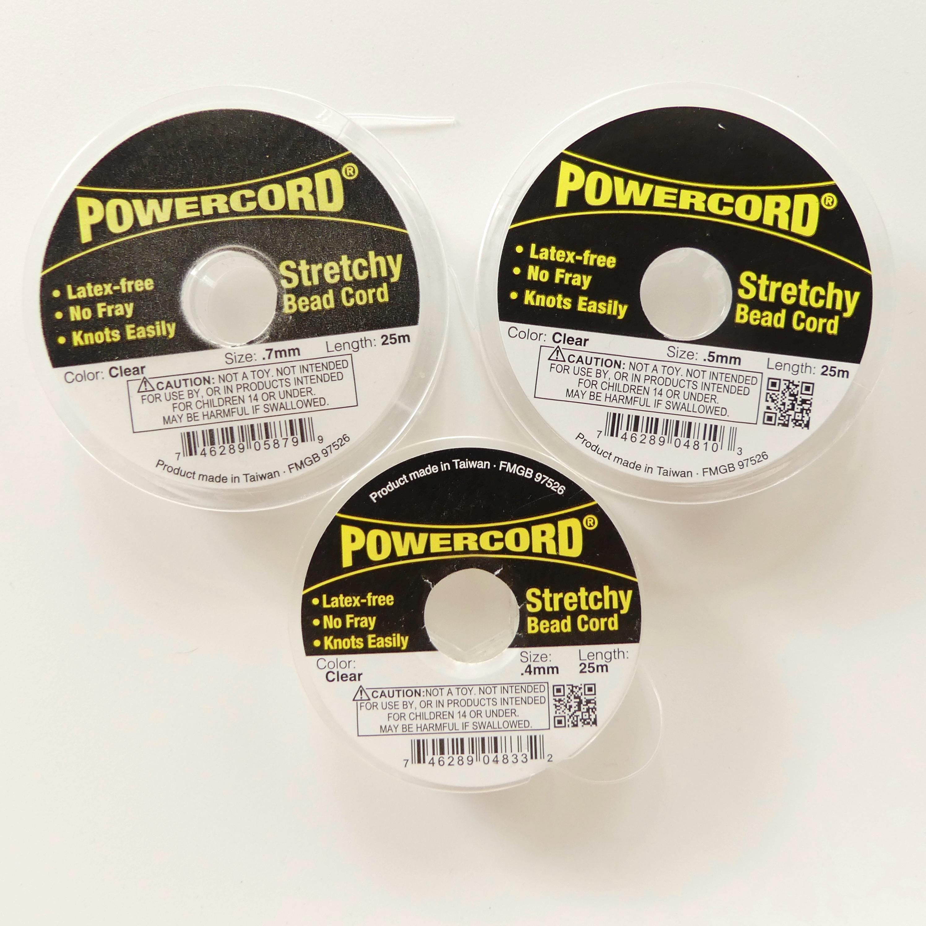 Powercord Elastic Cord Clear 0.4mm 0.5mm 0.7mm Diameter 25 Meters Stretchy Cord for Bracelets and Rings