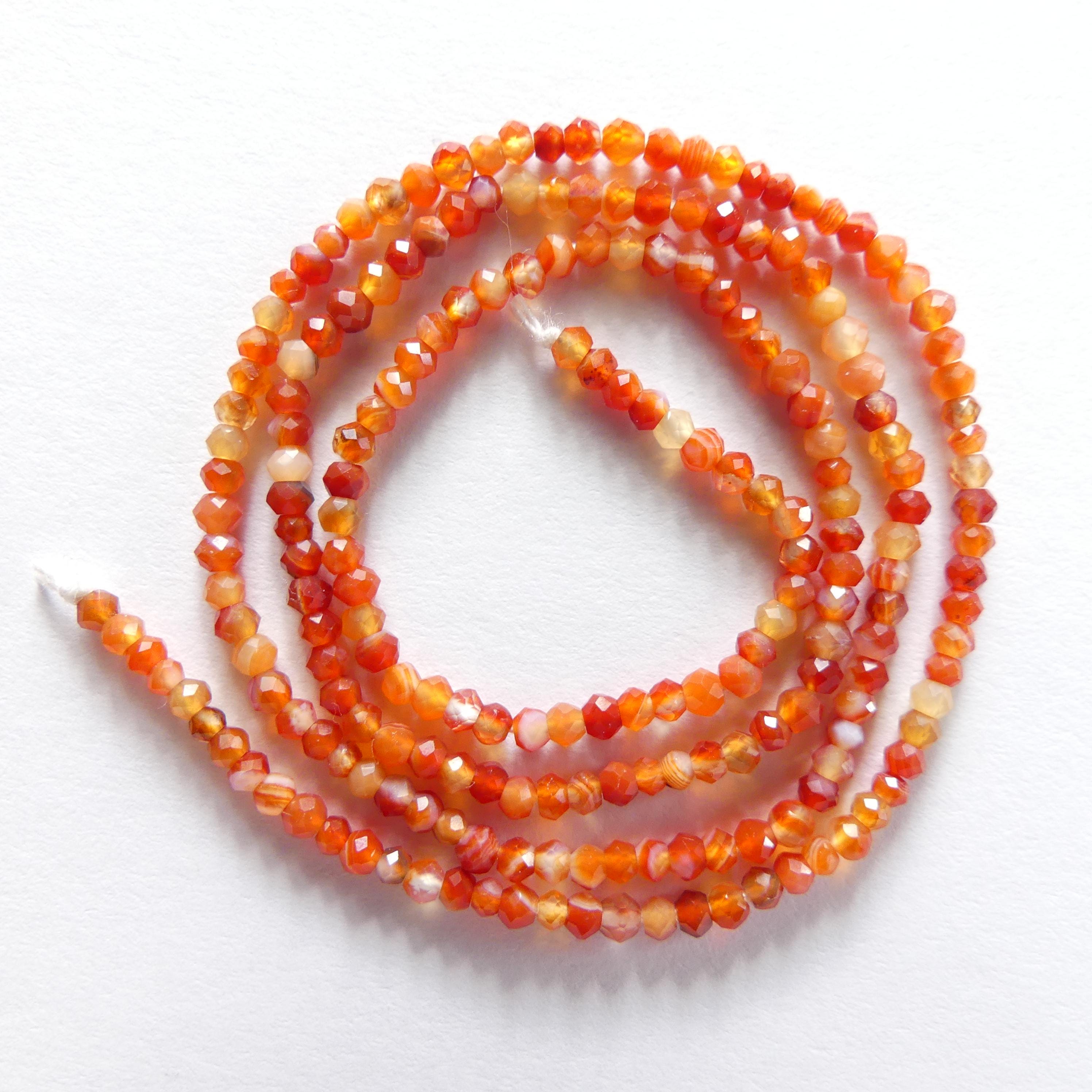 2mm Natural Orange Carnelian Faceted Beads 12.5" Genuine Gemstone Agate Beads Jewelry Making Beading Craft Gift Beads Self-Love Abundance
