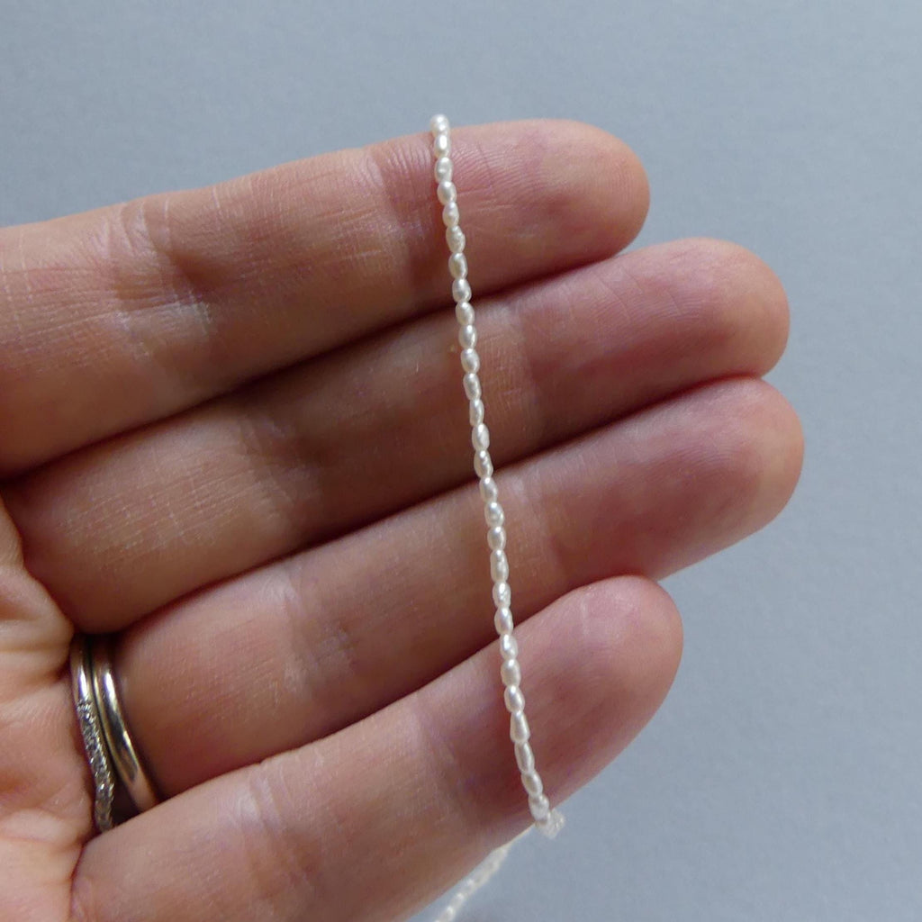 1.5mm Tiny Micro Pearl Beads Freshwater Pearls Rice Shape White Baroque 15" Beads Beading Crafter Gift June Birthstone DIY Jewelry
