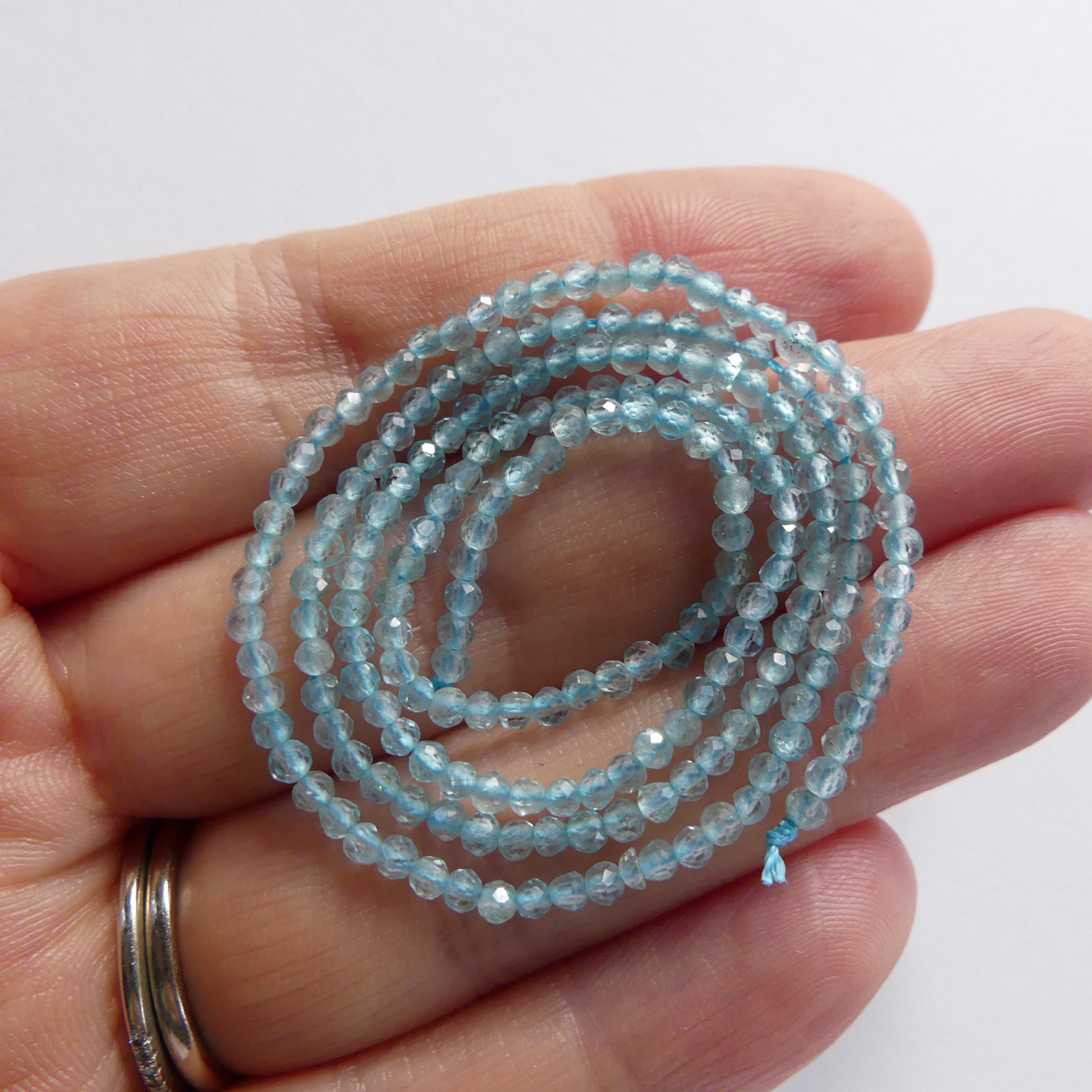 2mm Sky Blue Apatite Faceted Beads 15" Genuine Gemstone Beads for Jewelry Making Beading Craft Gift Beads