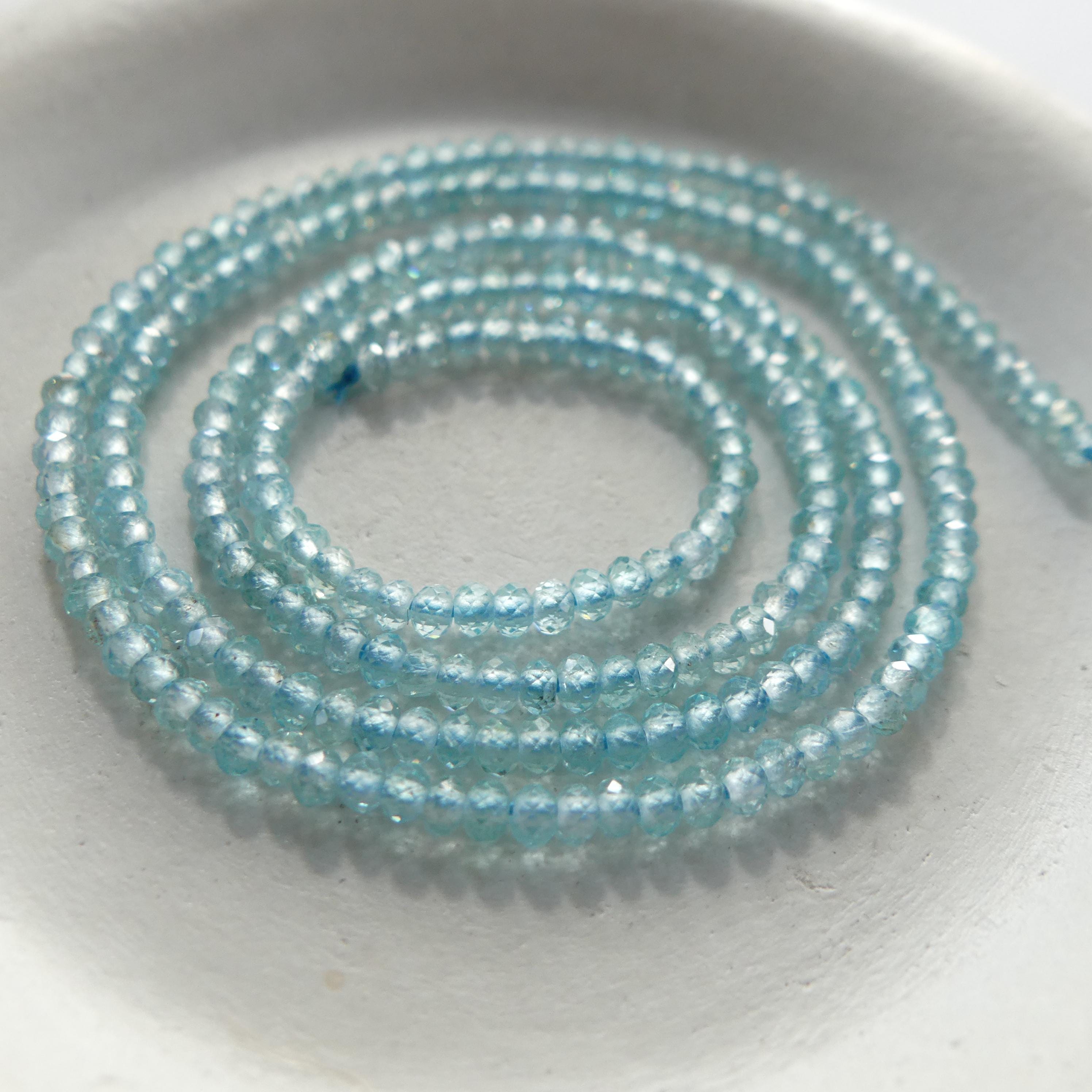 2mm AAA Sky Apatite Faceted Rondelle Beads 15" Genuine Sky Blue Gemstone Beads for Jewelry Making Beading Craft Gift Beads