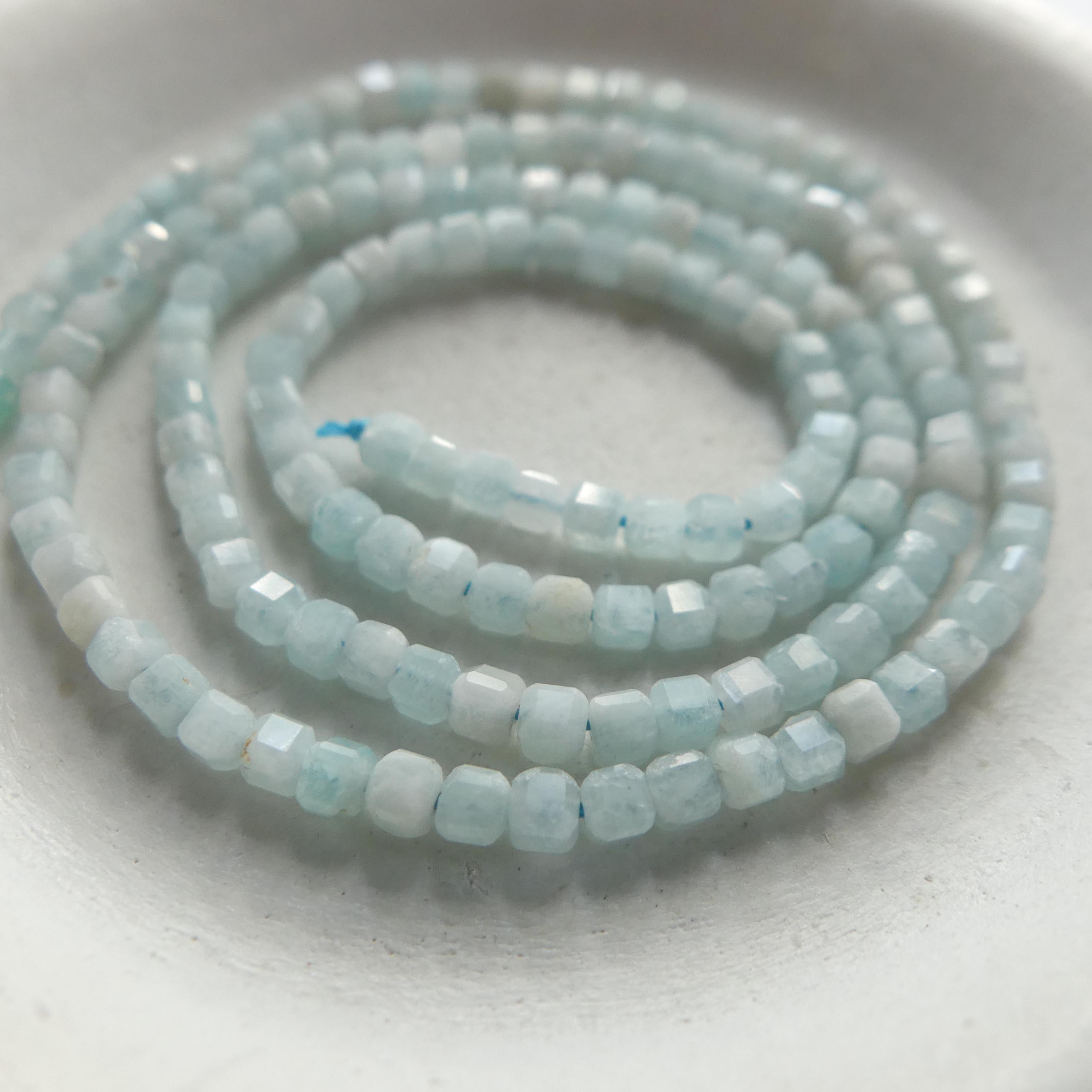 2mm Rare Light Amazonite Faceted Cube Beads 15" Pastel Blue Amazonite Genuine Gemstone Beads for Jewelry Making Beading Craft Gift Beads