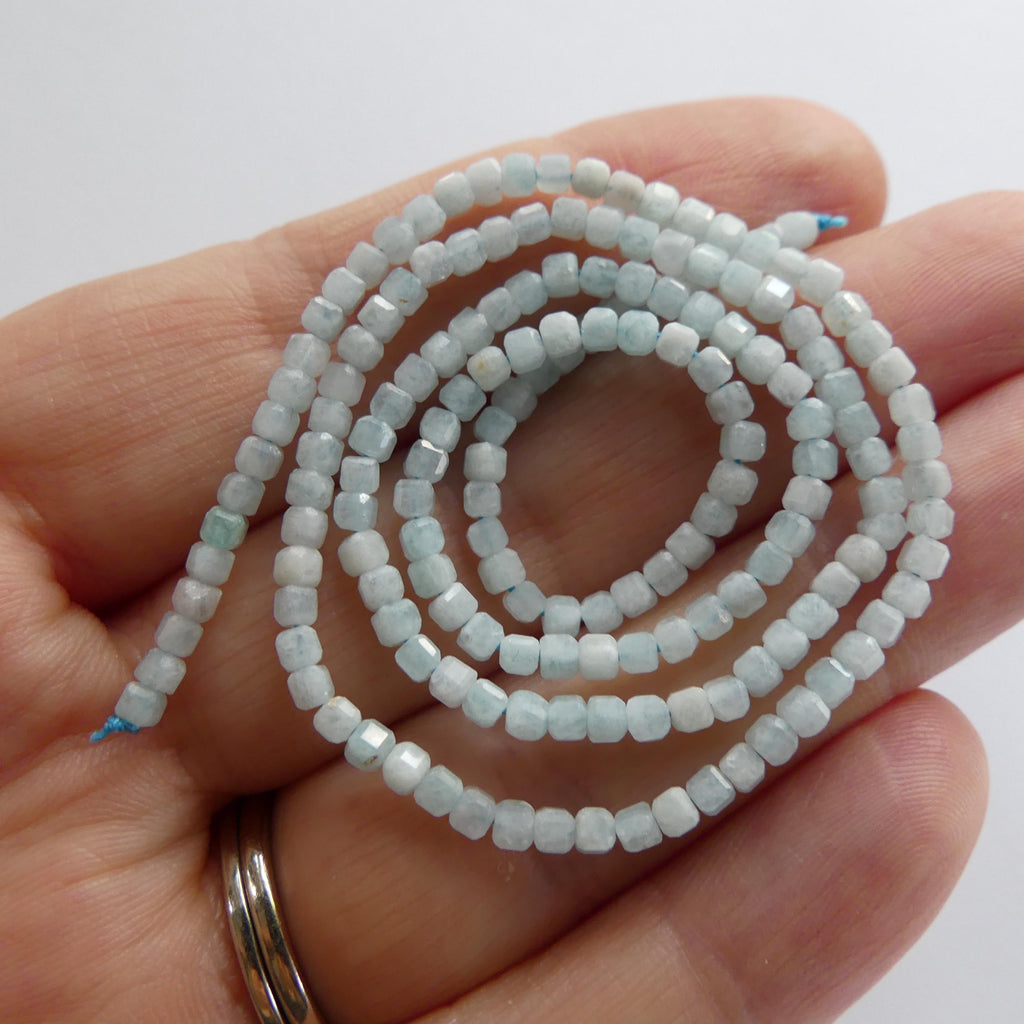 2mm Rare Light Amazonite Faceted Cube Beads 15" Pastel Blue Amazonite Genuine Gemstone Beads for Jewelry Making Beading Craft Gift Beads