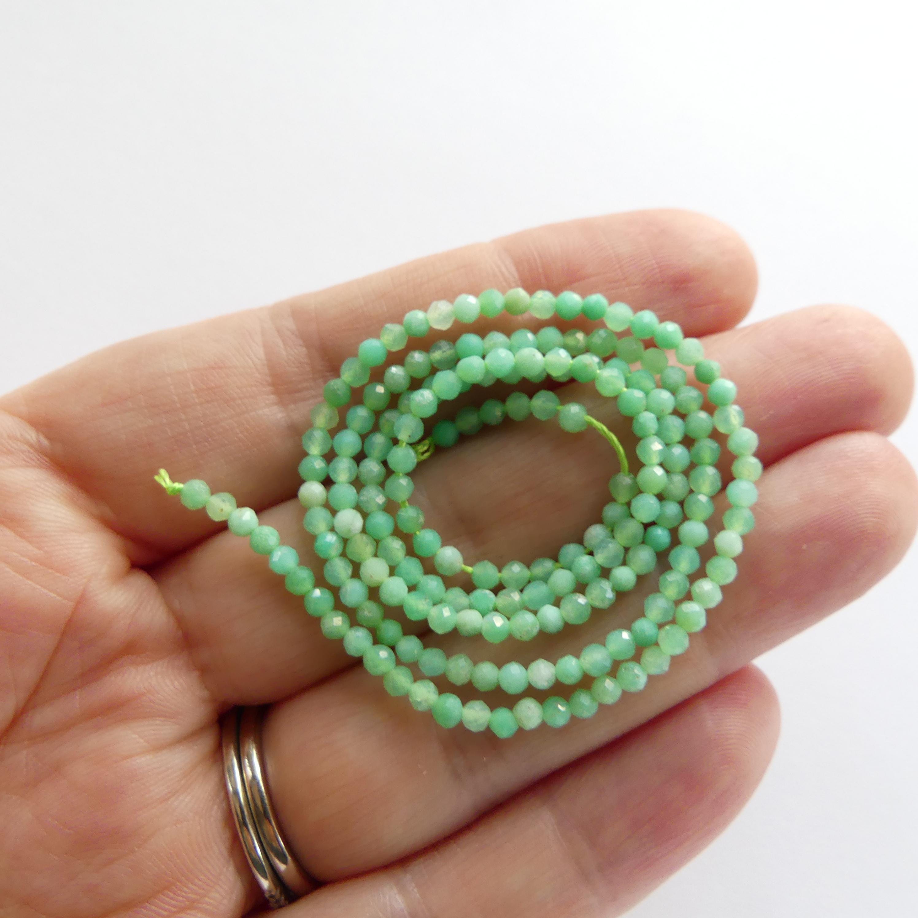 2mm Chrysoprase Faceted Beads 15" Mint Green Pastel Genuine Gemstone Beads for Jewelry Making Beading Craft Gift Beads