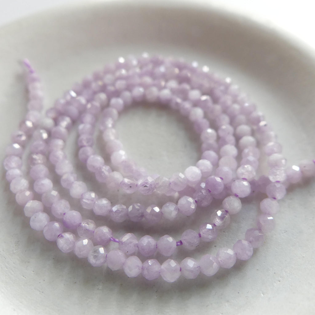 2.5mm AAA Kunzite Micro Faceted Beads Genuine Lilac Kunzite Beads 15" Sparkly Gemstone Beads for Jewelry Making
