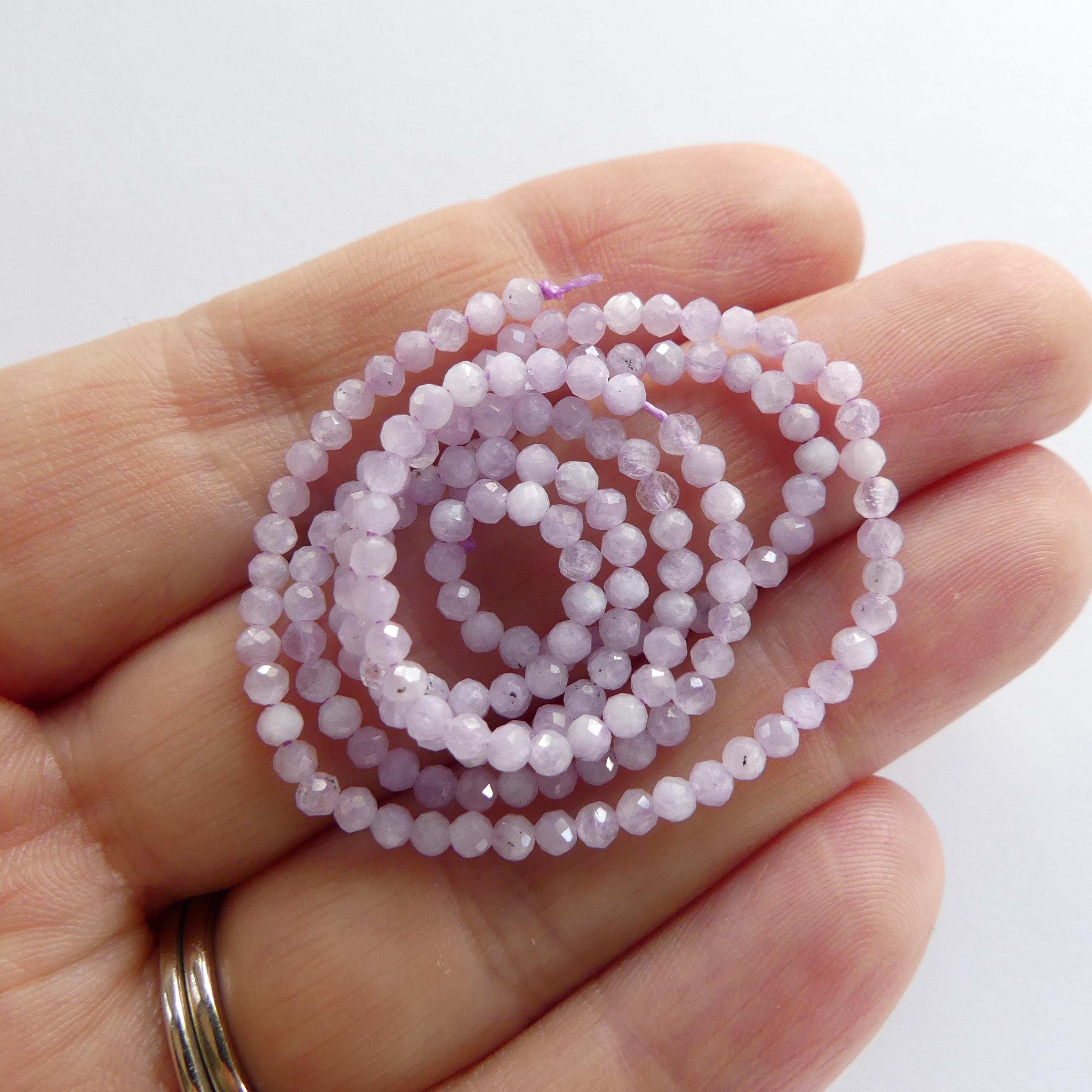 2.5mm AAA Kunzite Micro Faceted Beads Genuine Lilac Kunzite Beads 15" Sparkly Gemstone Beads for Jewelry Making