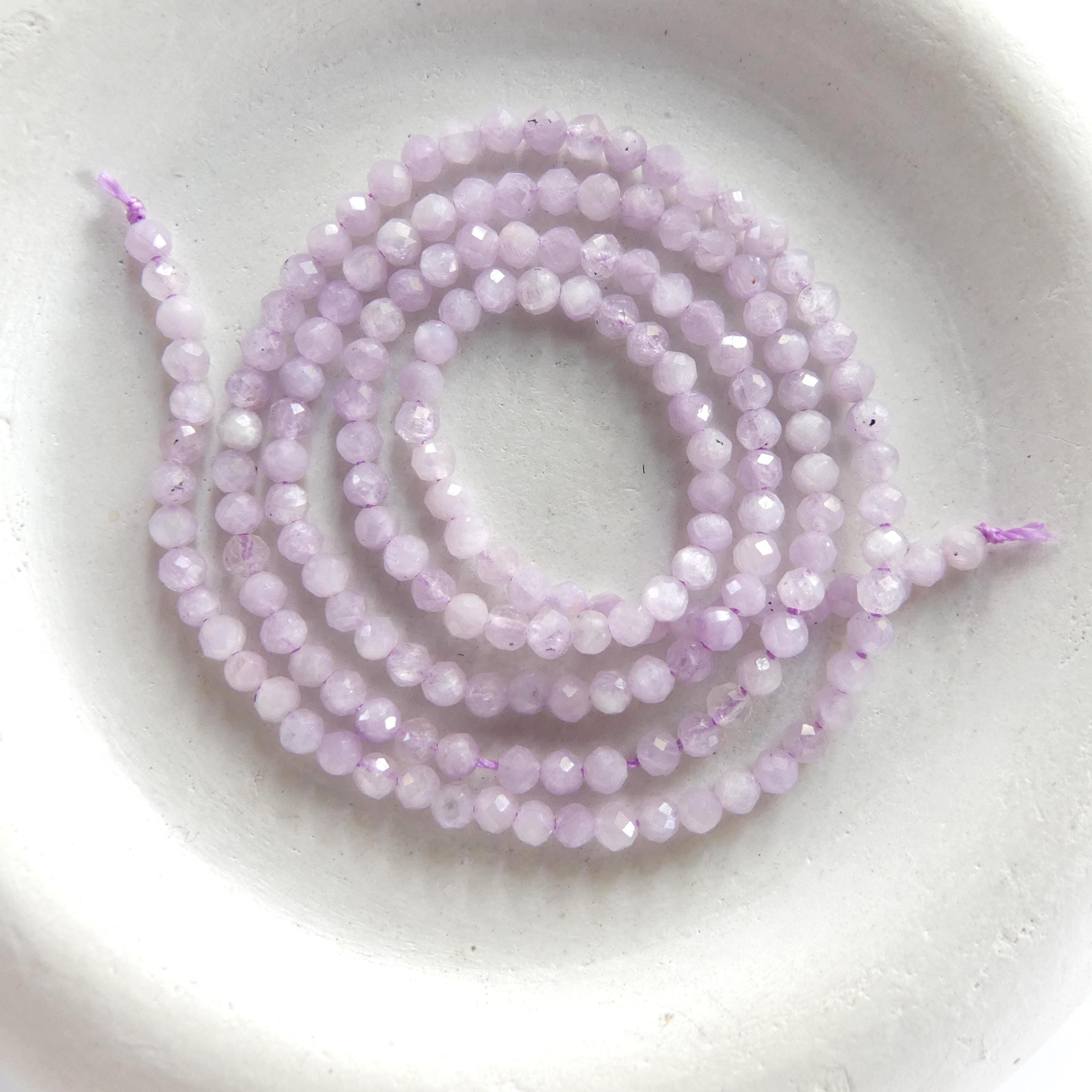 2.5mm AAA Kunzite Micro Faceted Beads Genuine Lilac Kunzite Beads 15" Sparkly Gemstone Beads for Jewelry Making